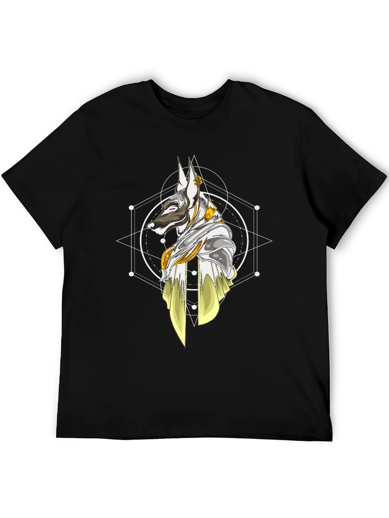 Anubis Geometric T-Shirt - Stylish Egyptian Dog God Tee