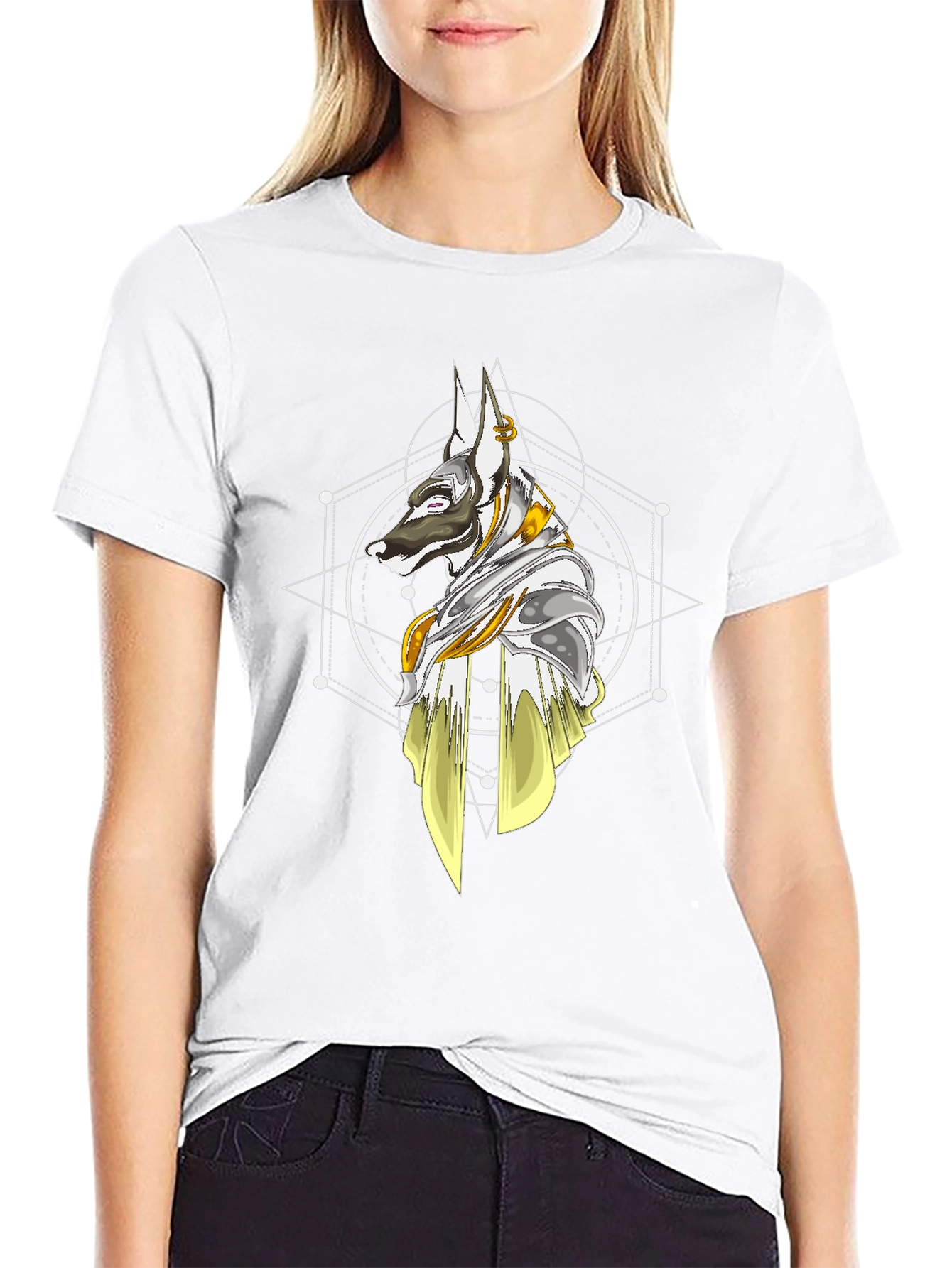 Anubis Geometric T-Shirt - Stylish Egyptian Dog God Tee