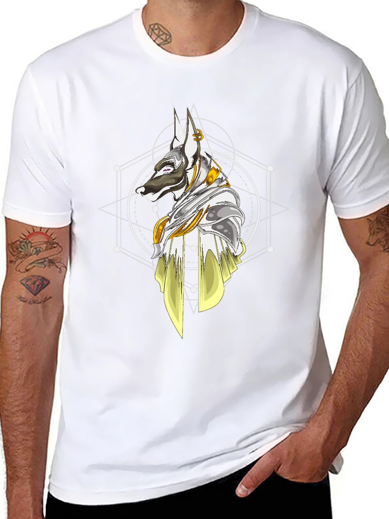 Anubis Geometric T-Shirt - Stylish Egyptian Dog God Tee