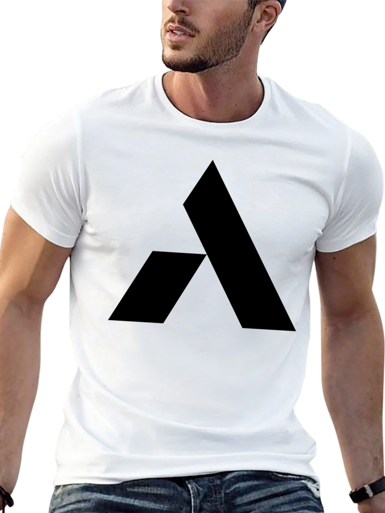 Geometric Logo Tee - Modern Black Graphic T-Shirt
