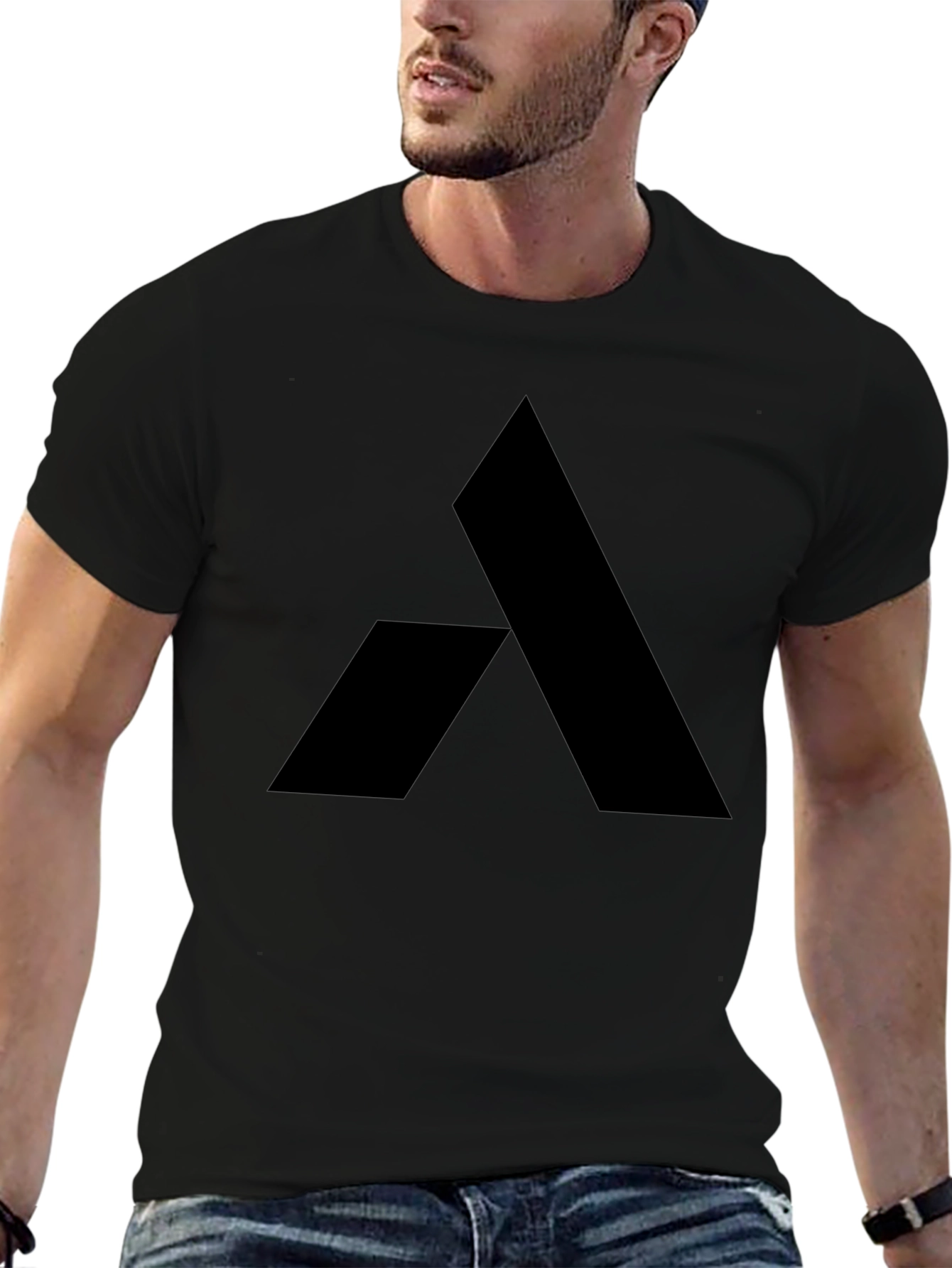 Geometric Logo Tee - Modern Black Graphic T-Shirt