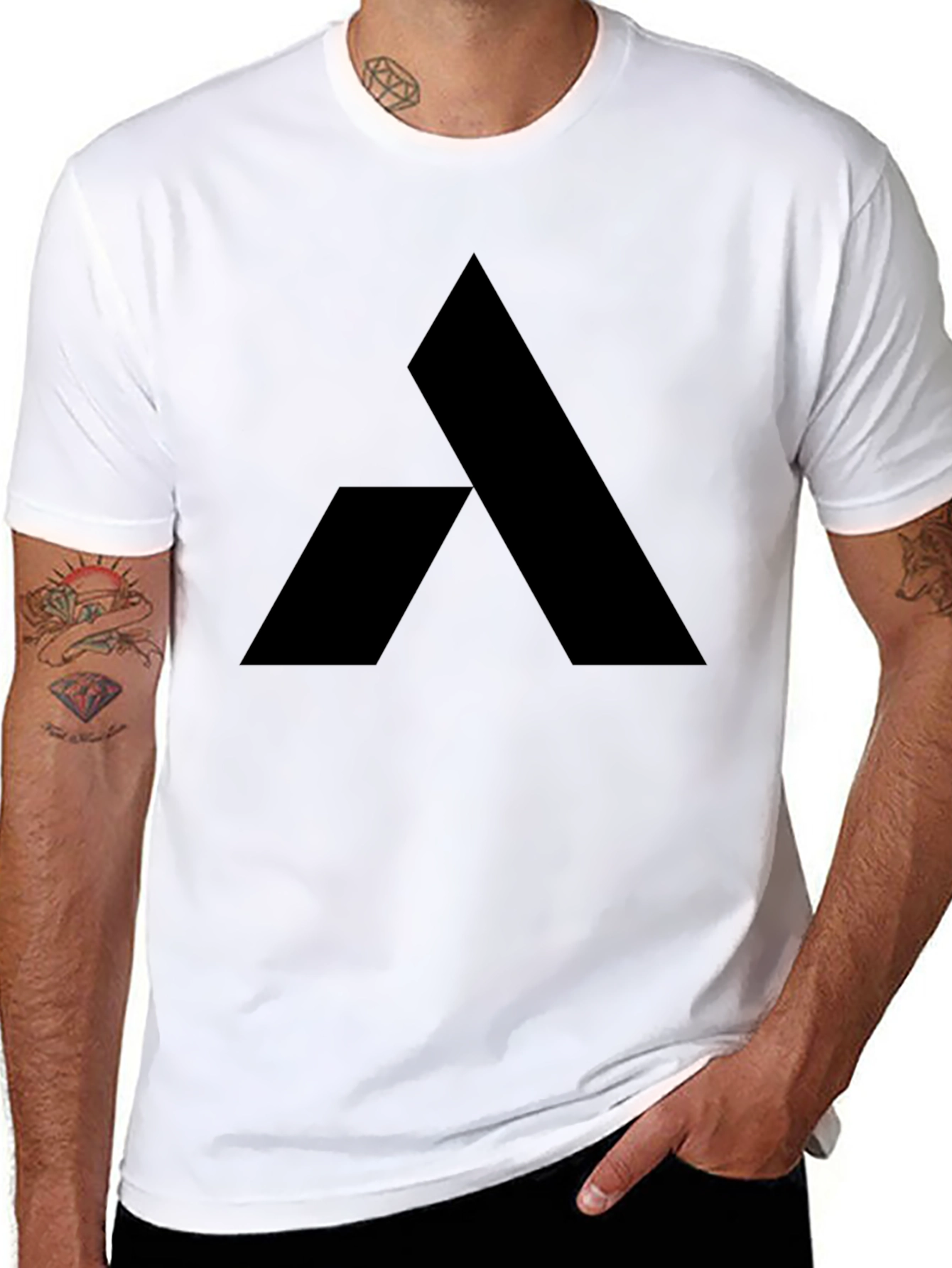 Geometric Logo Tee - Modern Black Graphic T-Shirt