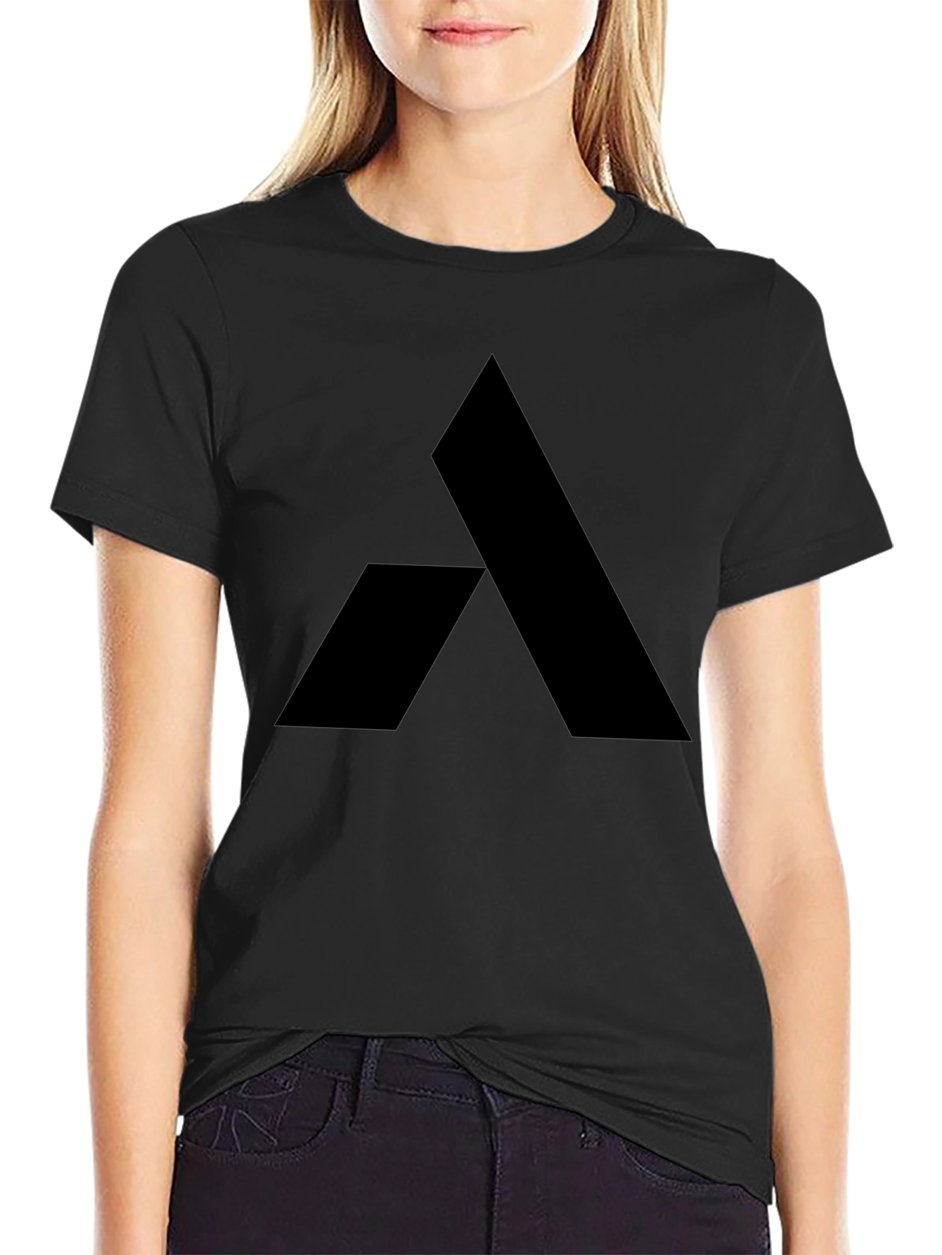 Geometric Logo Tee - Modern Black Graphic T-Shirt