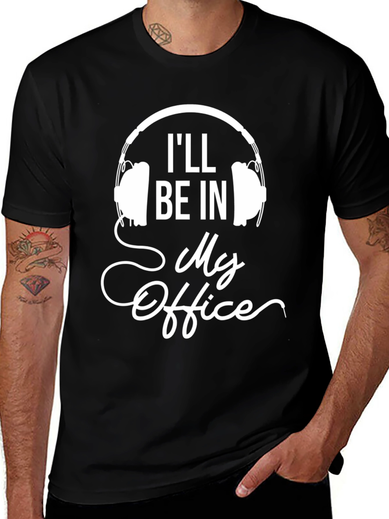 Ill Be In My Office Headphones Graphic Tee