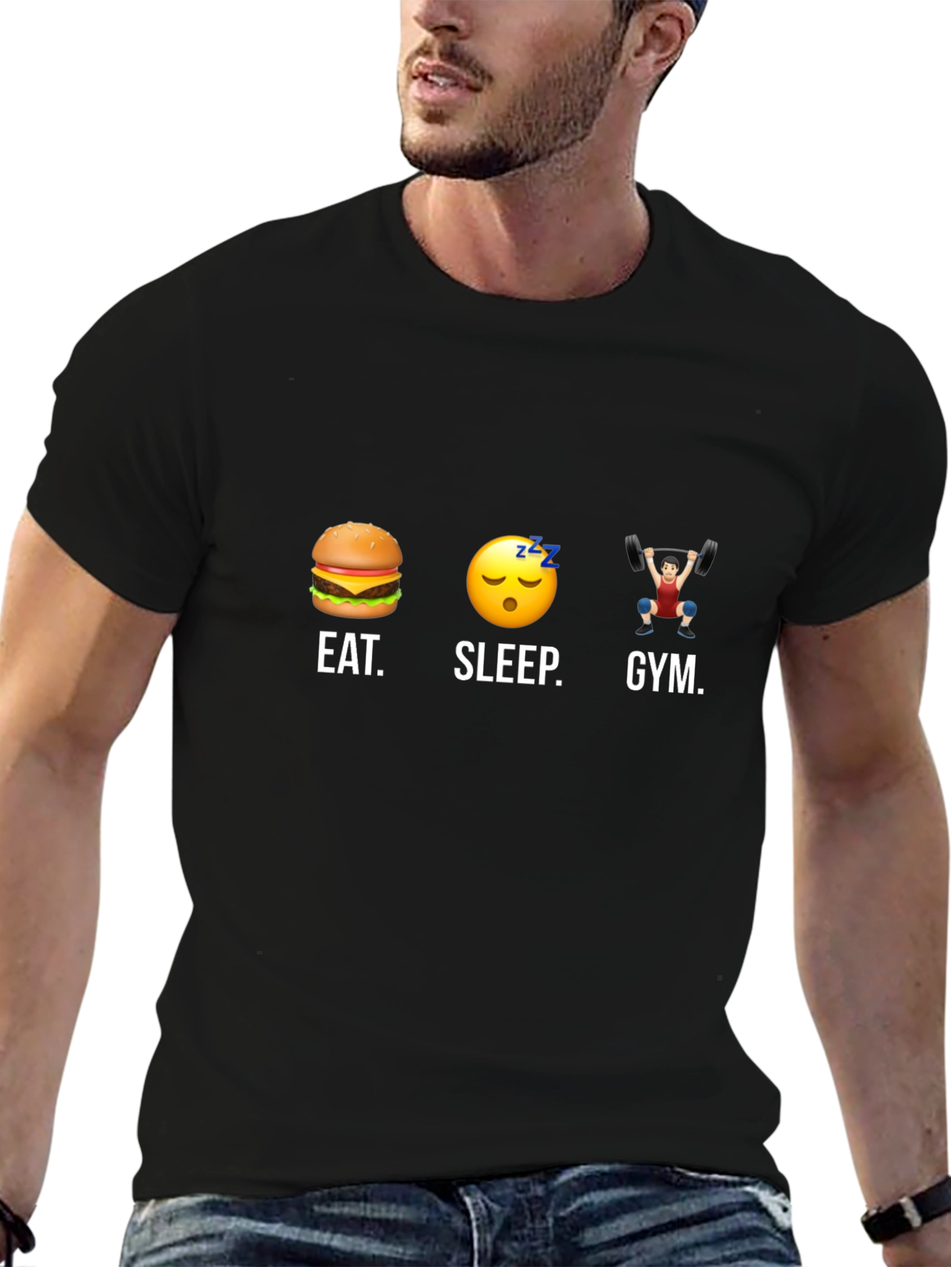 Eat Sleep Gym Black Graphic T-Shirt