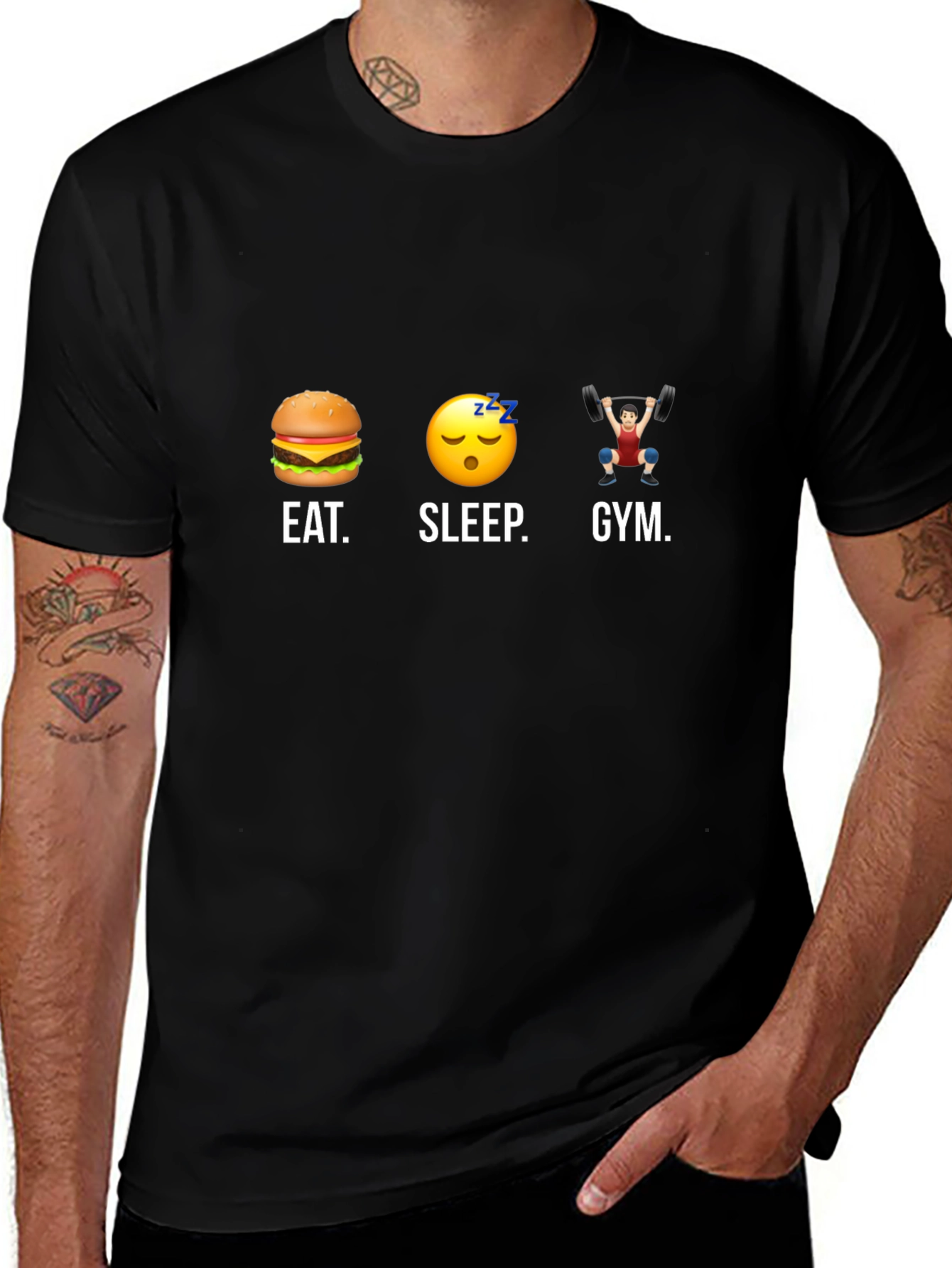 Eat Sleep Gym Black Graphic T-Shirt
