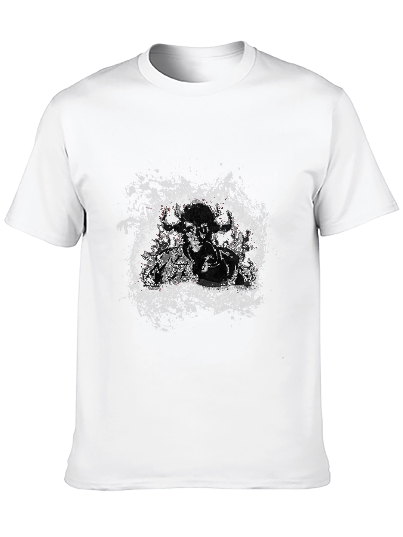 Black Graphic Tee - Bull Skull Design