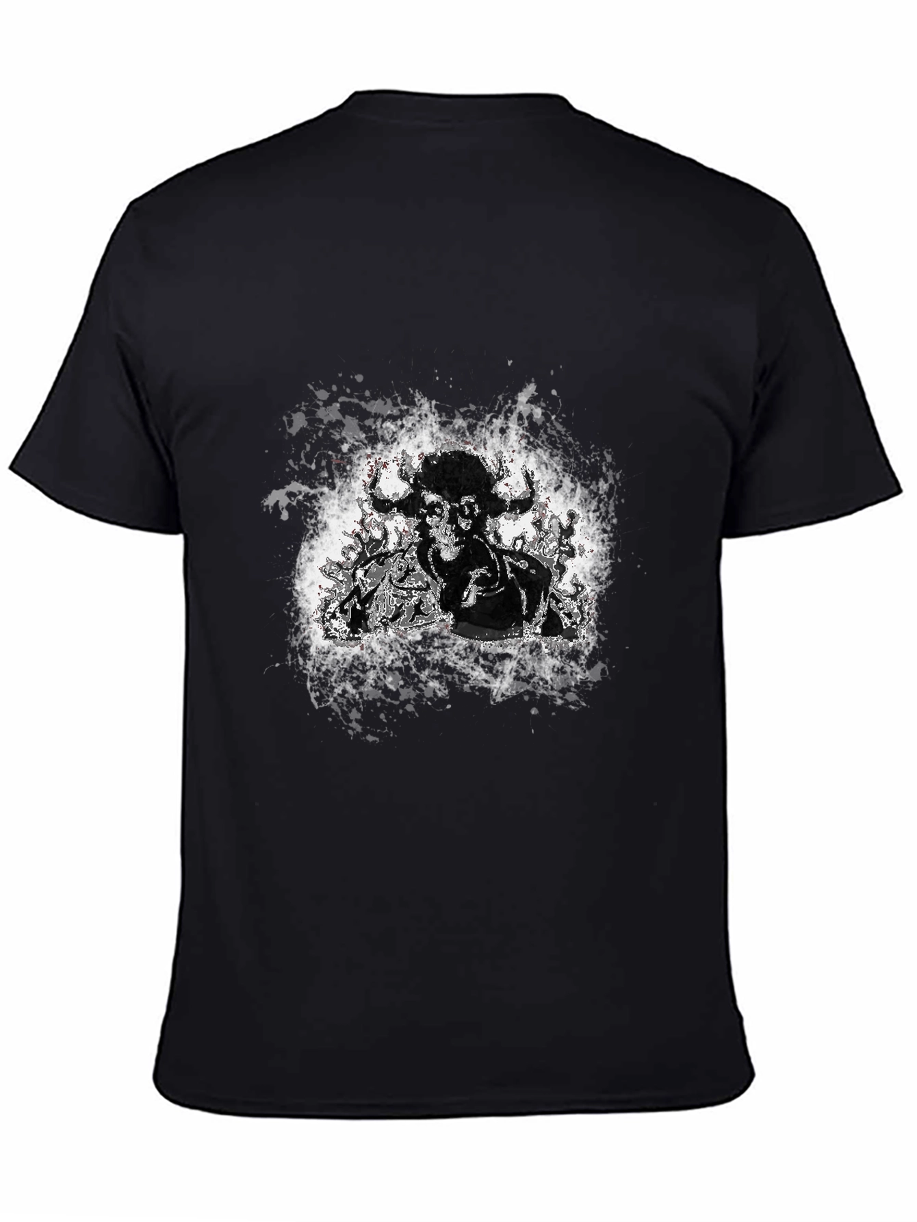 Black Graphic Tee - Bull Skull Design