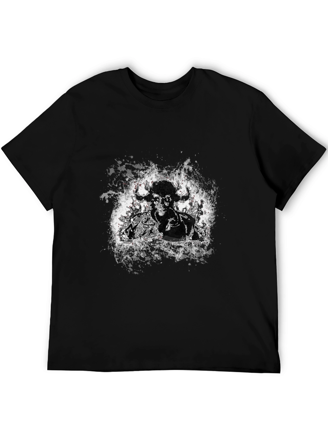 Black Graphic Tee - Bull Skull Design