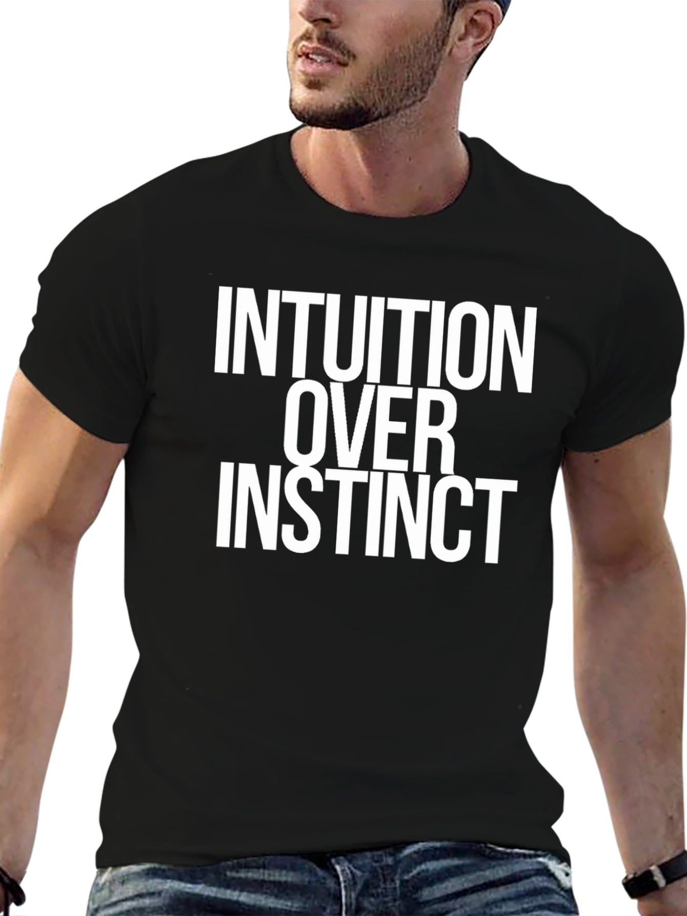 Intuition Over Instinct Black Graphic Tee
