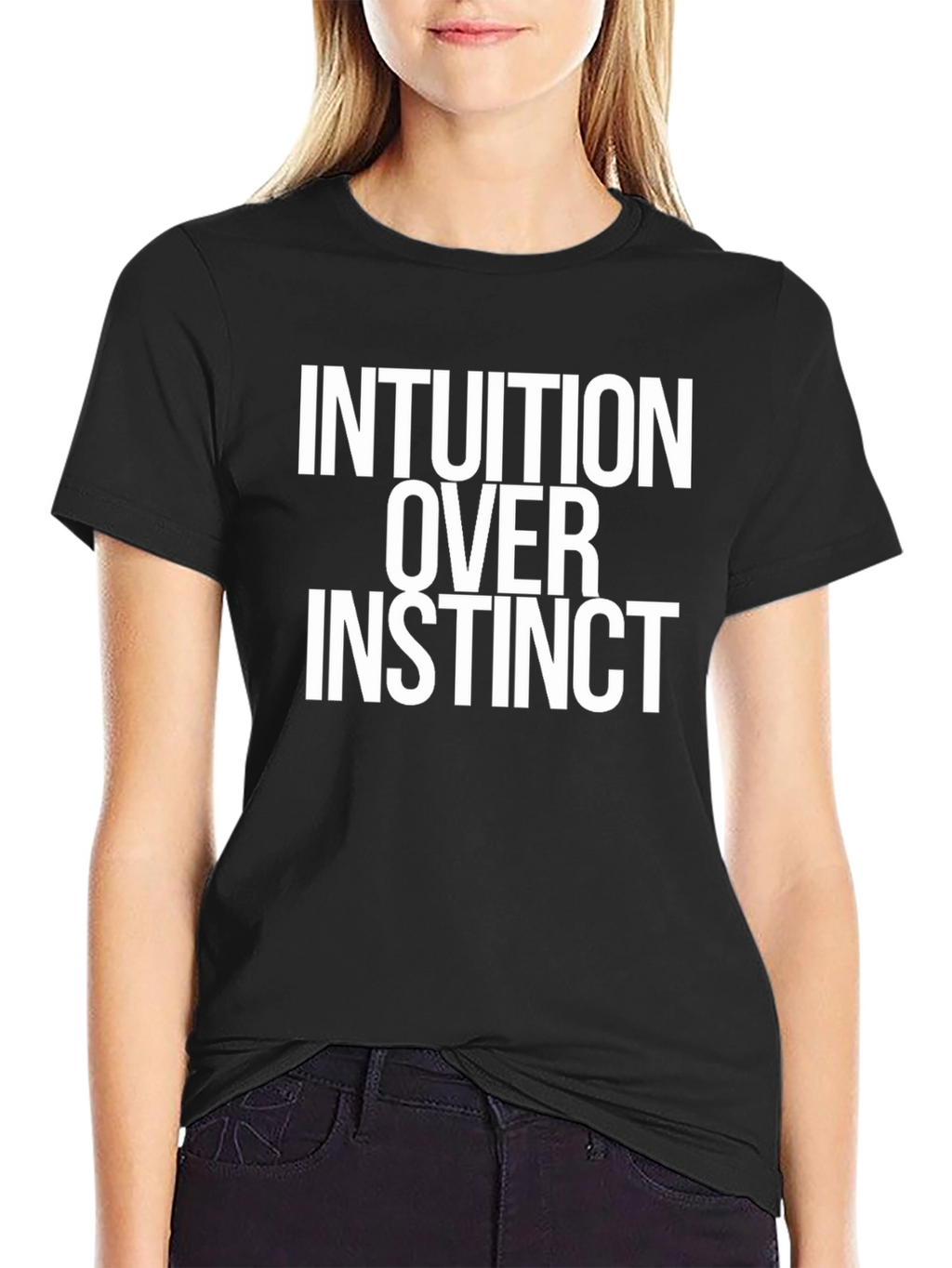 Intuition Over Instinct Black Graphic Tee