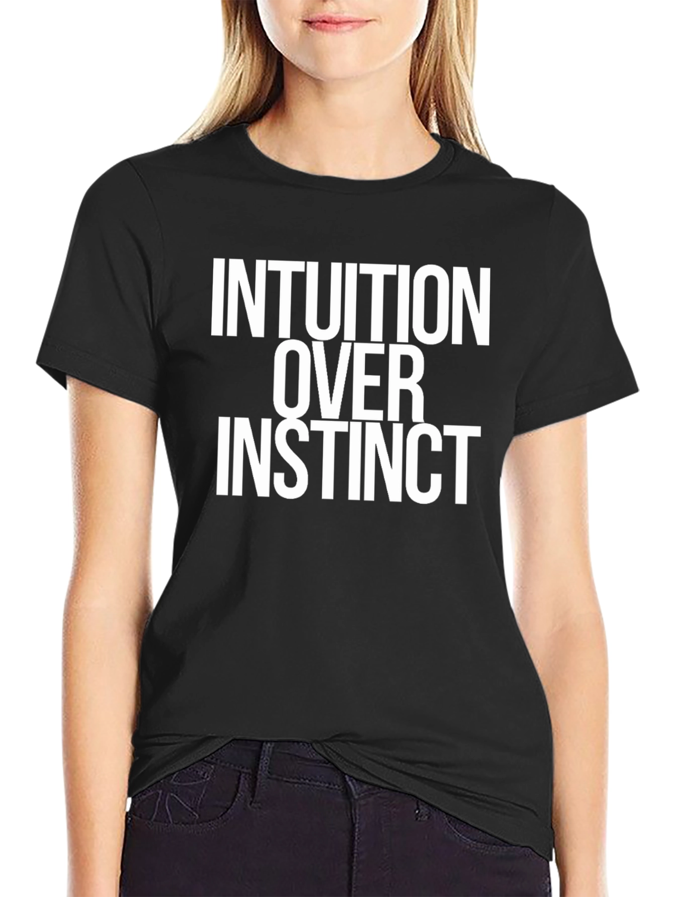 Intuition Over Instinct Black Graphic Tee