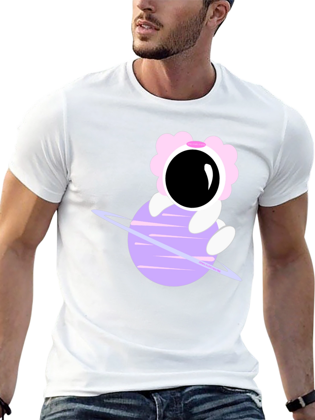 Astronaut Flower Child Black T-Shirt