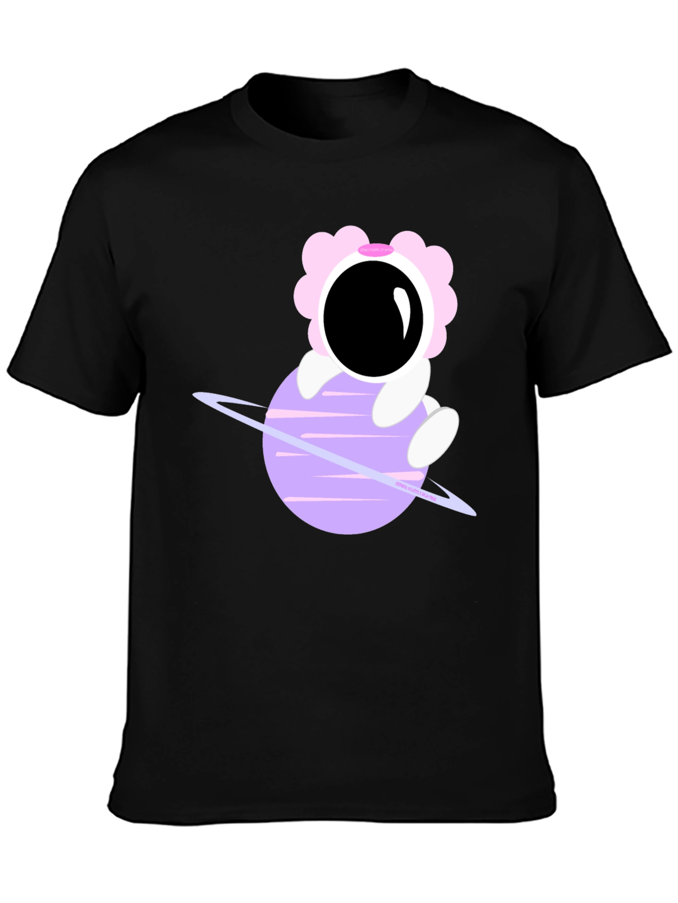 Astronaut Flower Child Black T-Shirt