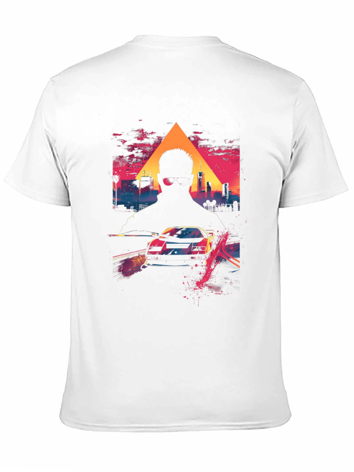 Retro Wave Cityscape Car Graphic Tee - Black
