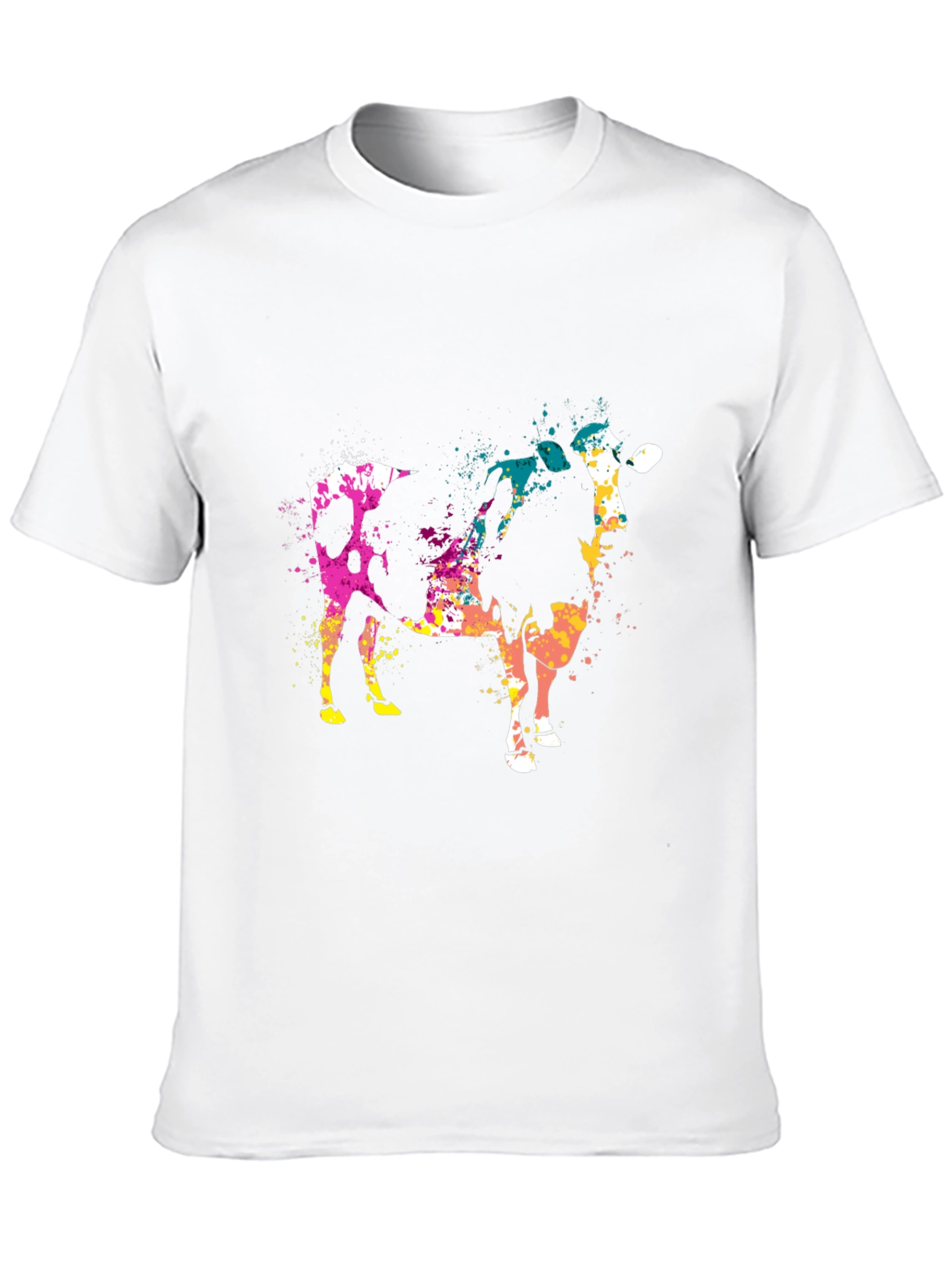 Abstract Cow Print Black Cotton T-Shirt