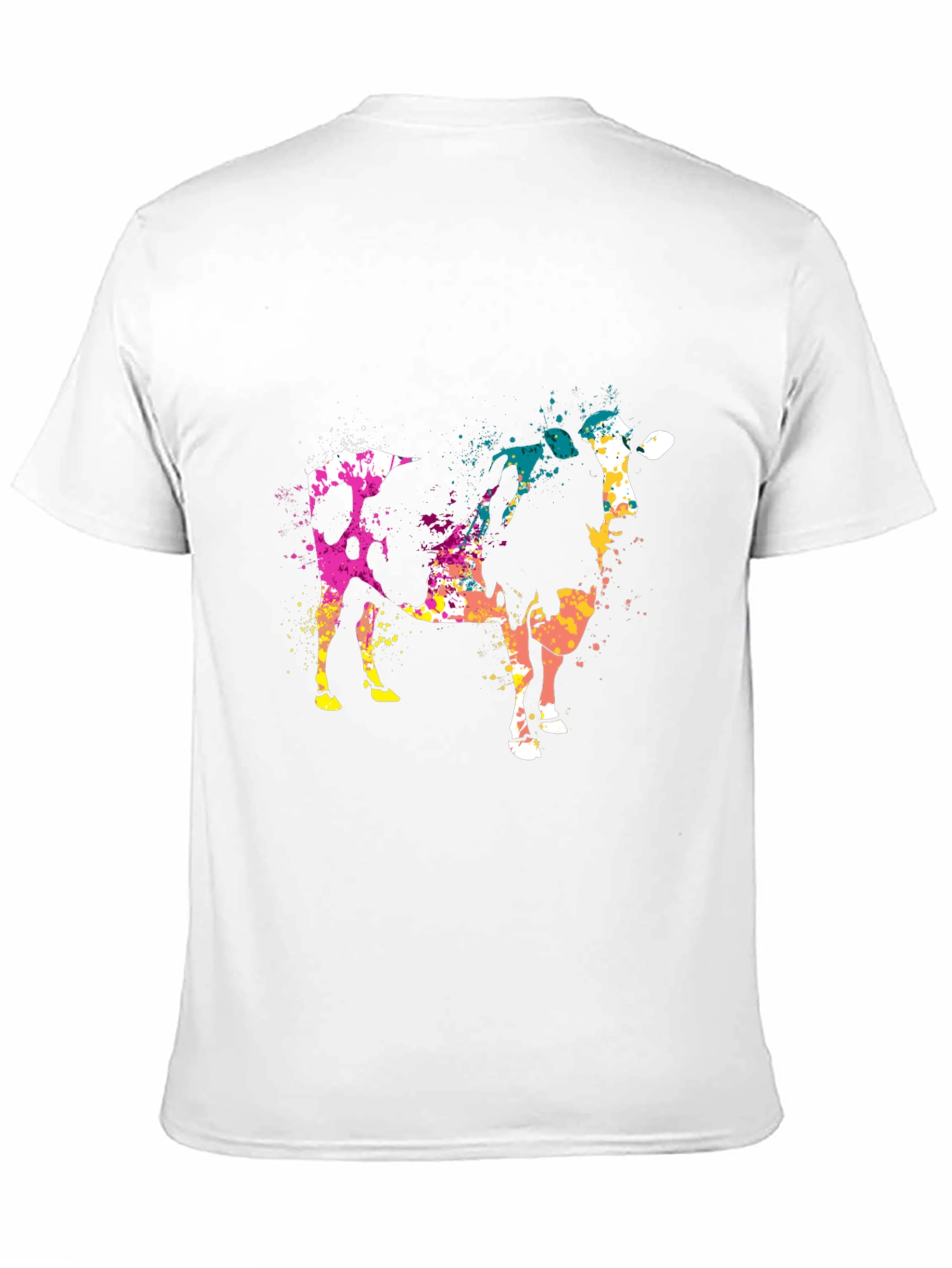 Abstract Cow Print Black Cotton T-Shirt