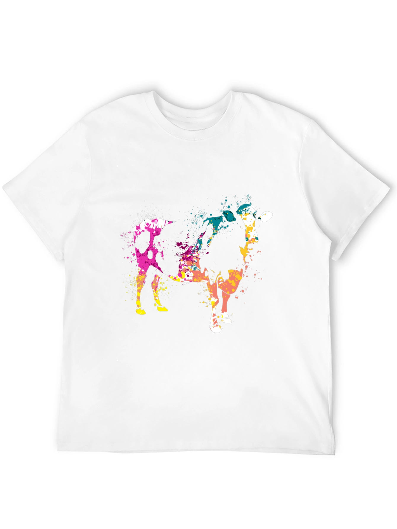 Abstract Cow Print Black Cotton T-Shirt