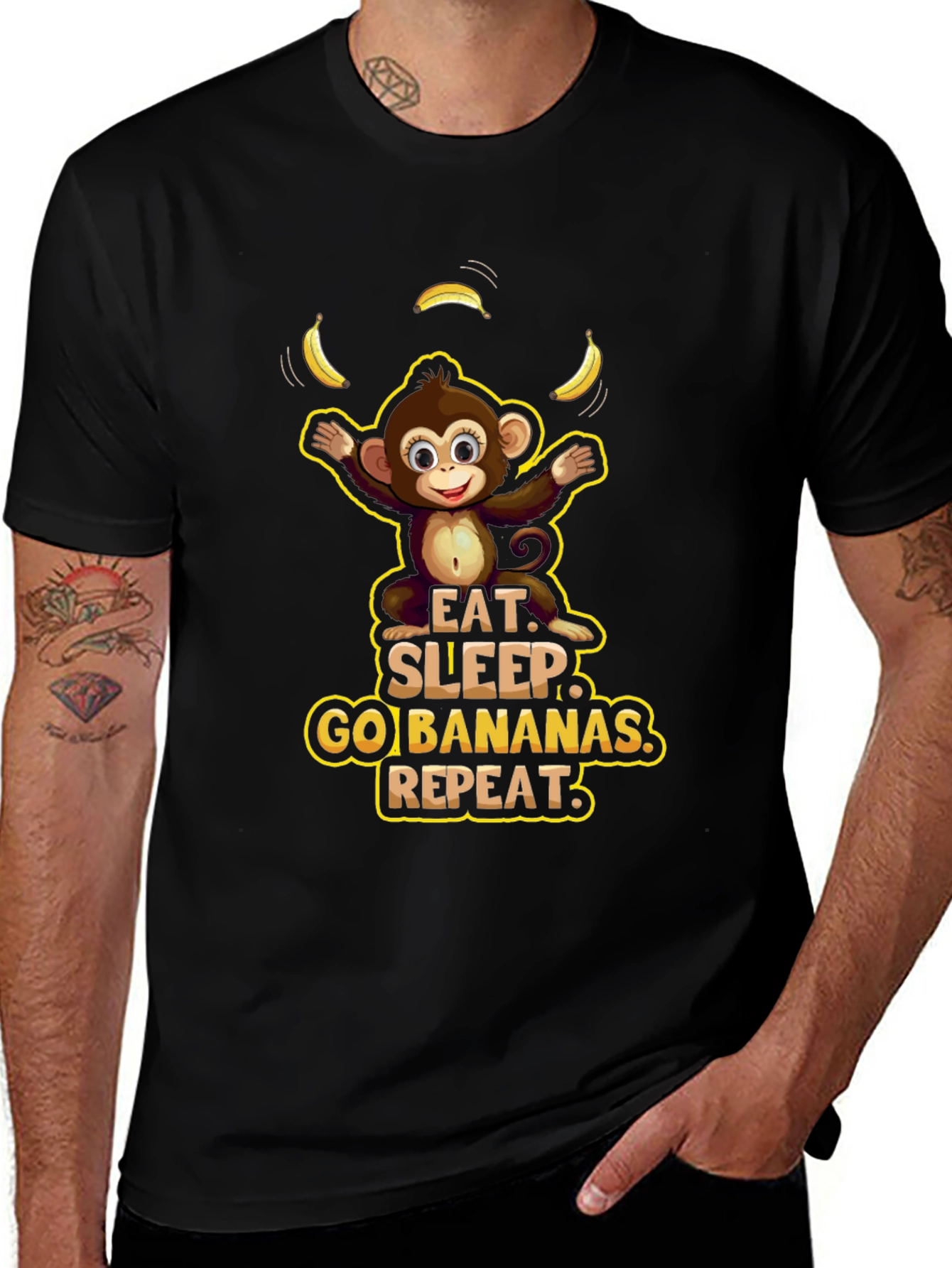 Eat Sleep Go Bananas Monkey Graphic Tee