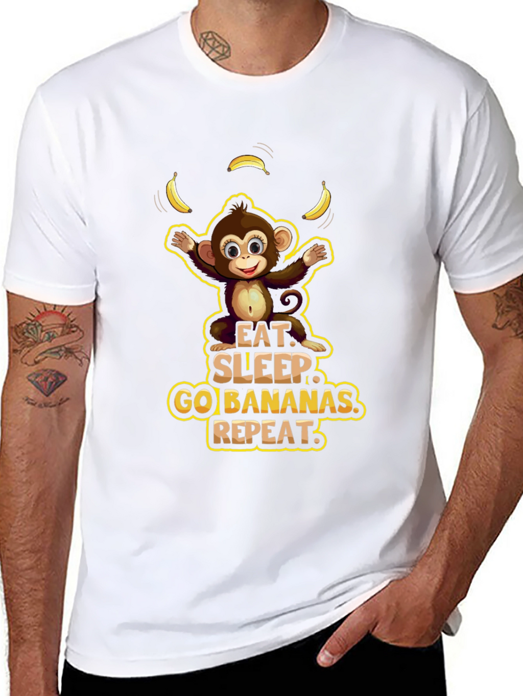 Eat Sleep Go Bananas Monkey Graphic Tee