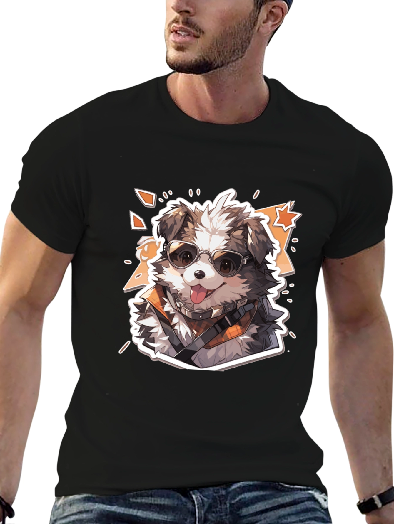 Cool Dog Graphic Tee - Unisex Cotton Black T-Shirt