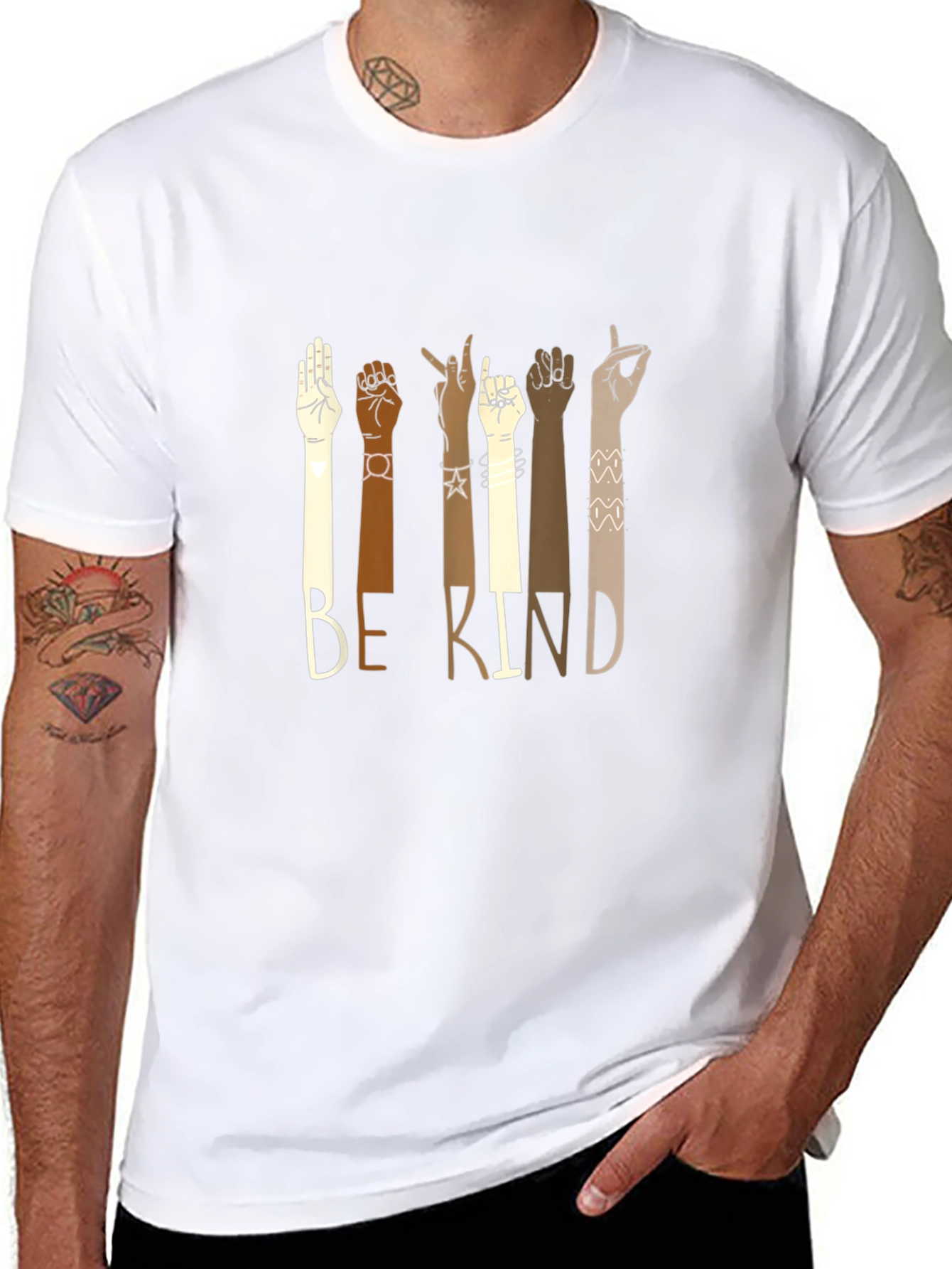 Be Kind Graphic Tee - Diversity Hands T-Shirt
