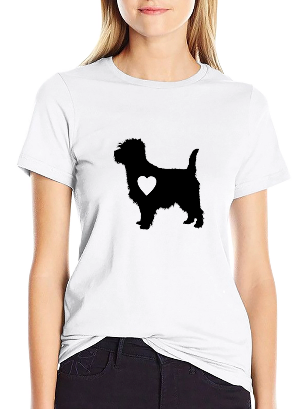 Dog Heart Silhouette Black T-Shirt