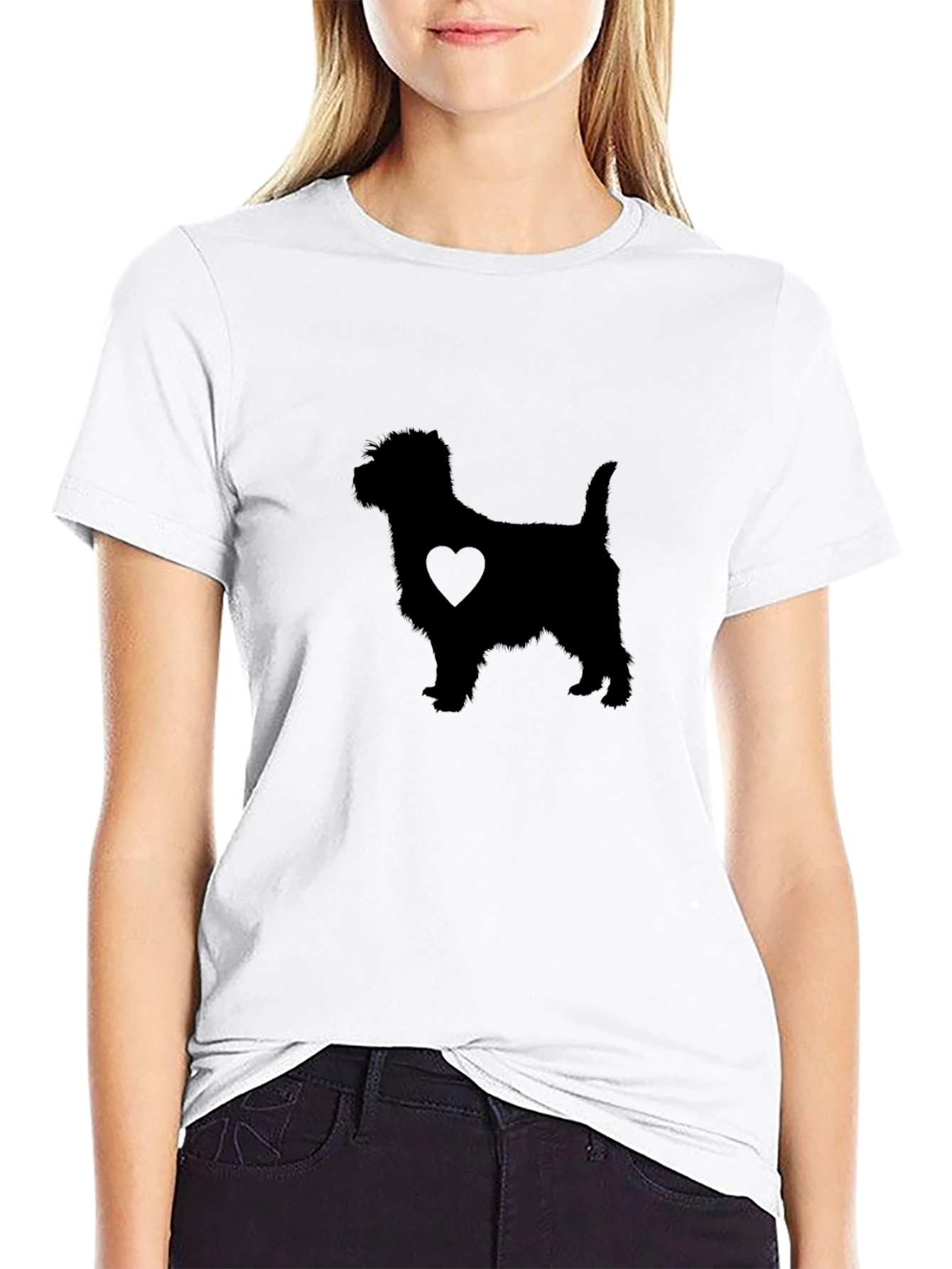 Dog Heart Silhouette Black T-Shirt