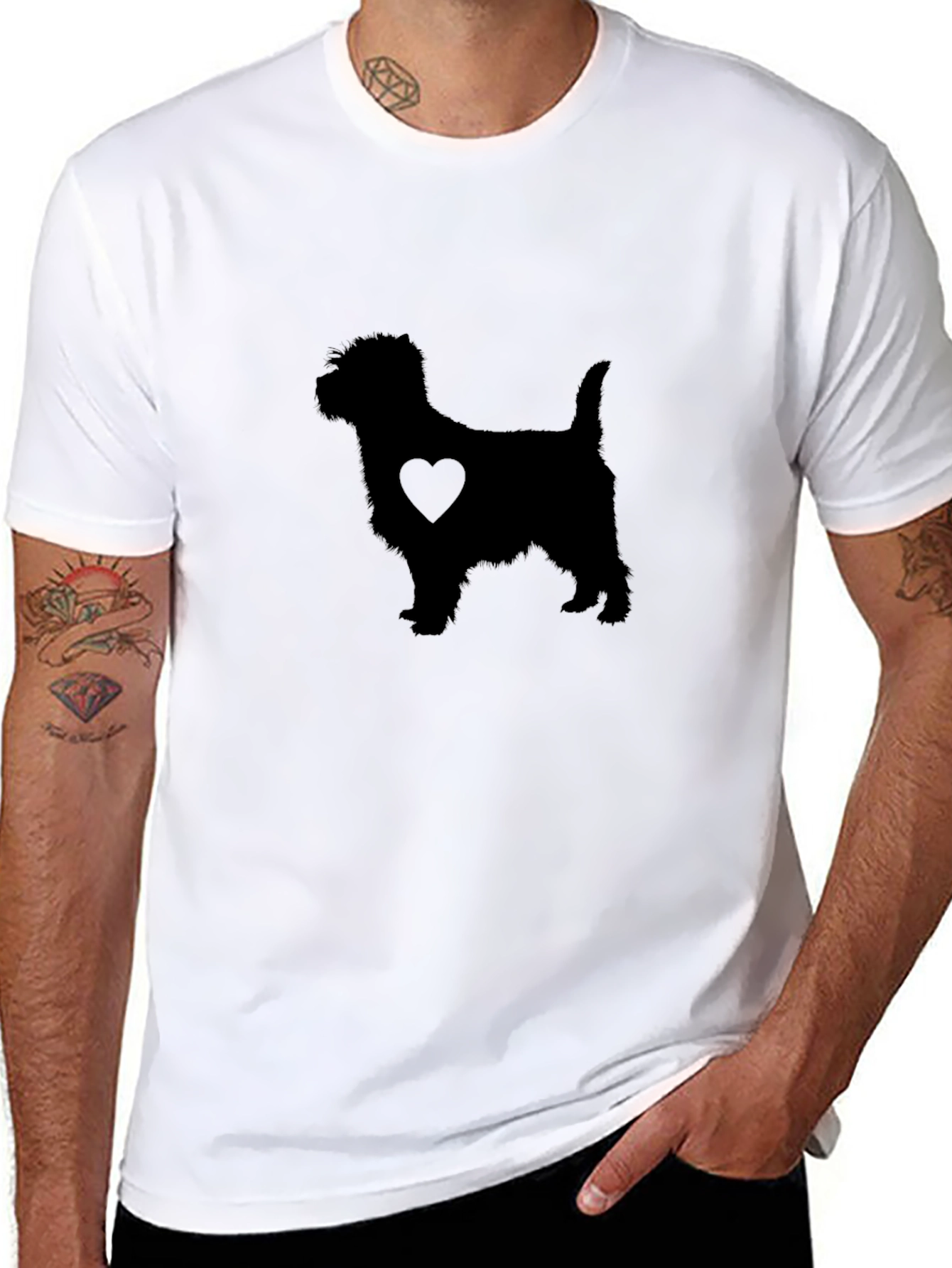 Dog Heart Silhouette Black T-Shirt
