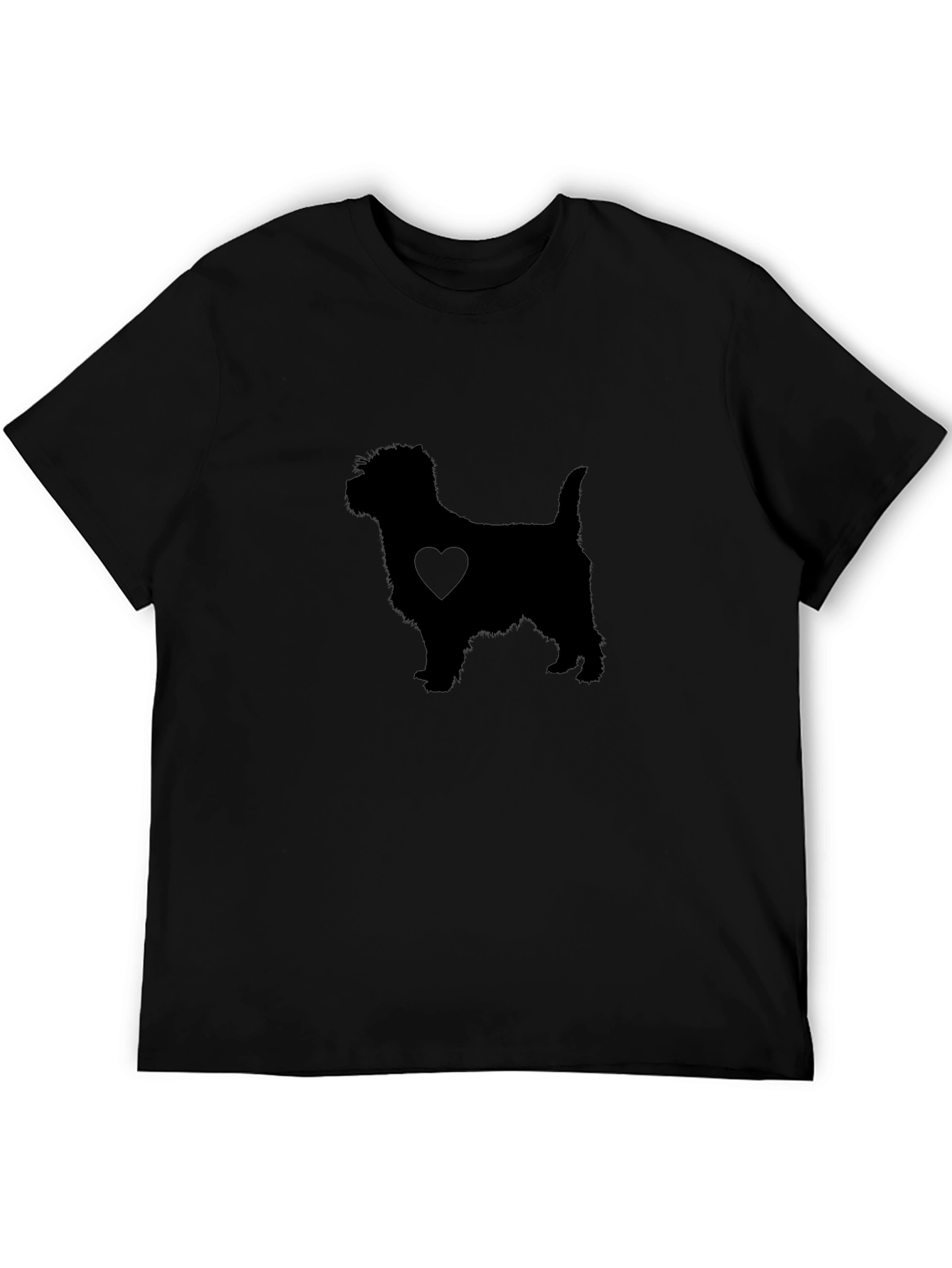 Dog Heart Silhouette Black T-Shirt