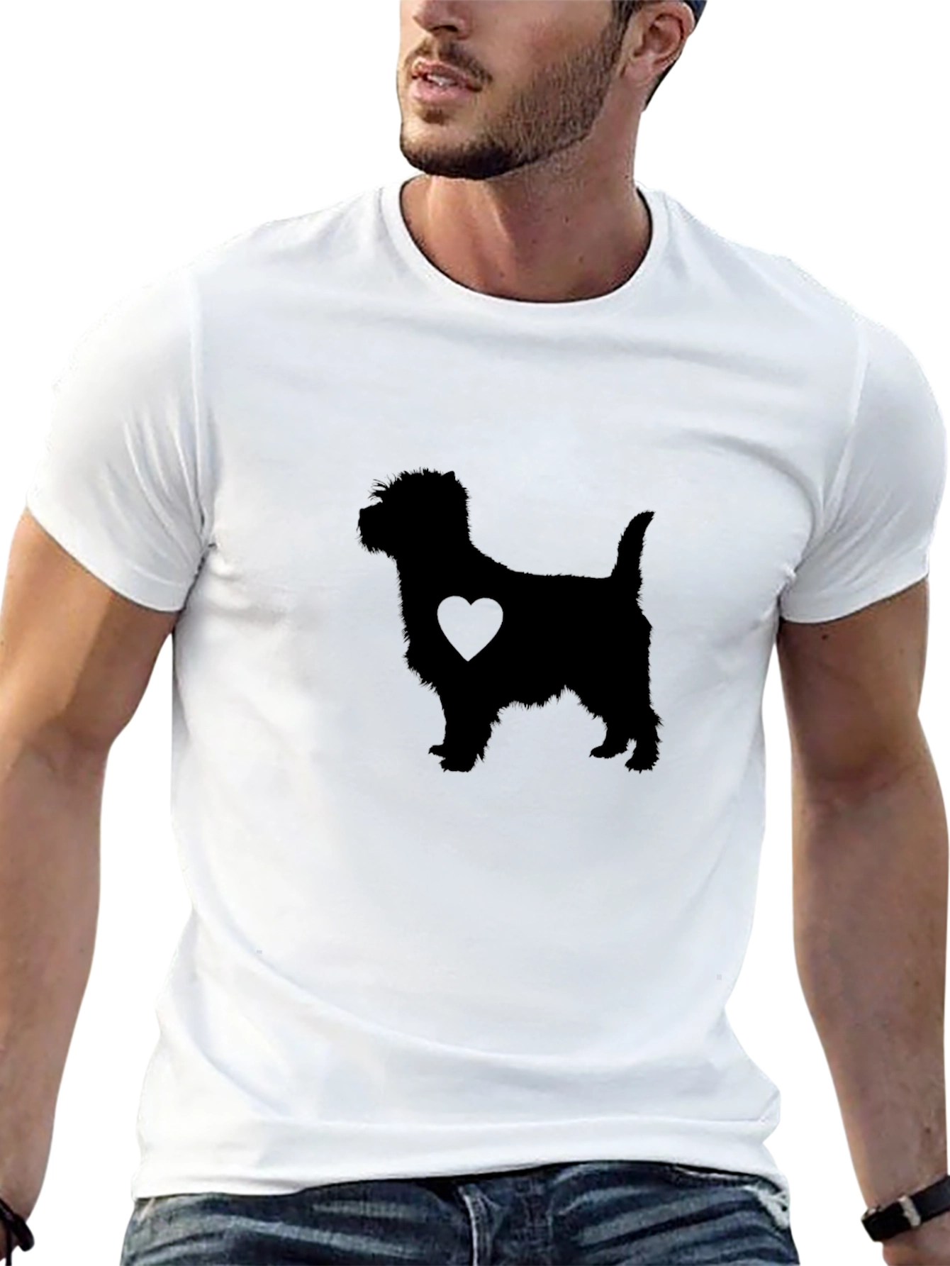 Dog Heart Silhouette Black T-Shirt