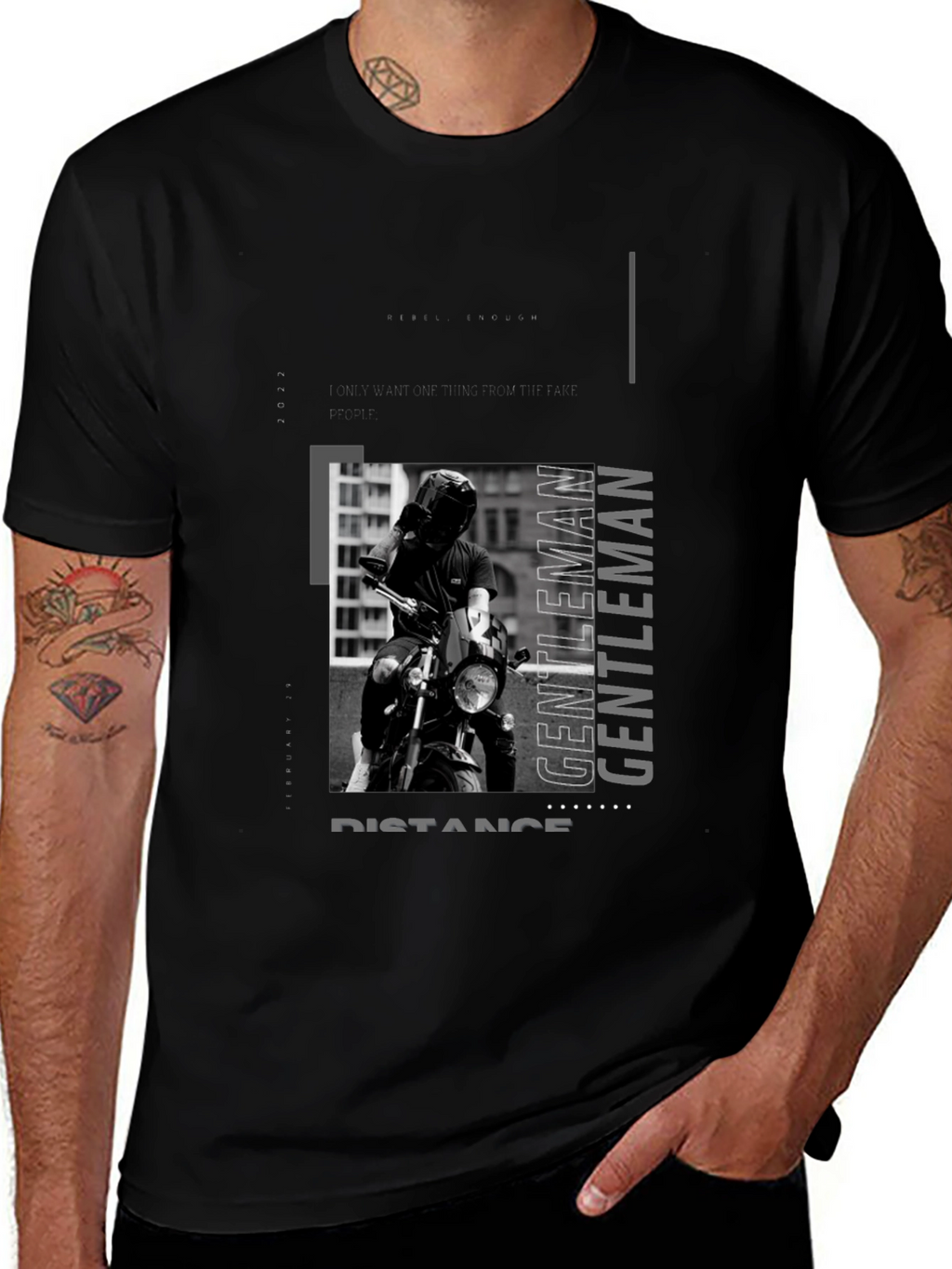 Stylish Black Motorcycle Rider Graphic Tee