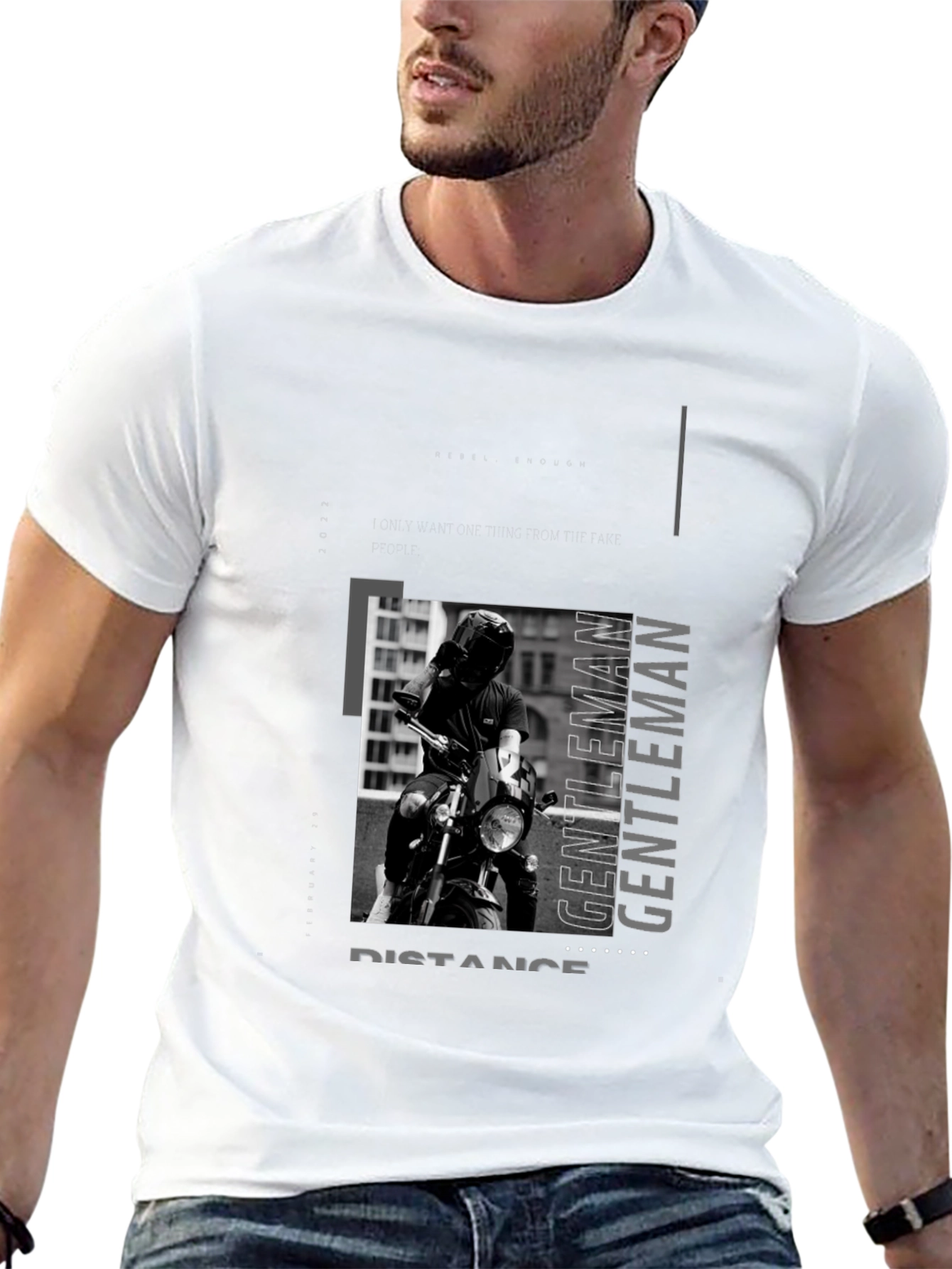 Stylish Black Motorcycle Rider Graphic Tee