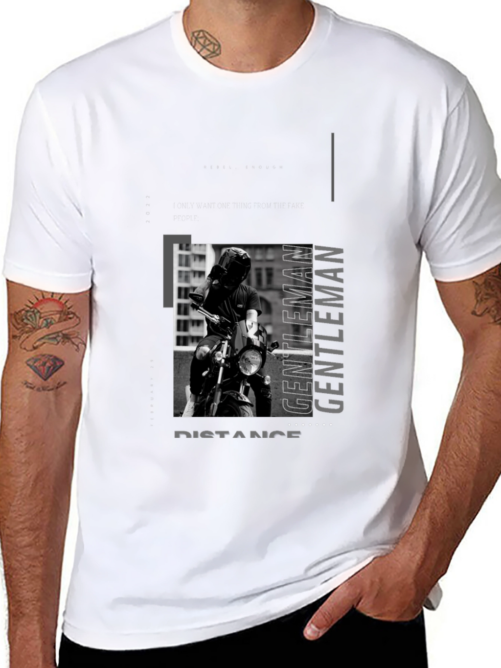 Stylish Black Motorcycle Rider Graphic Tee