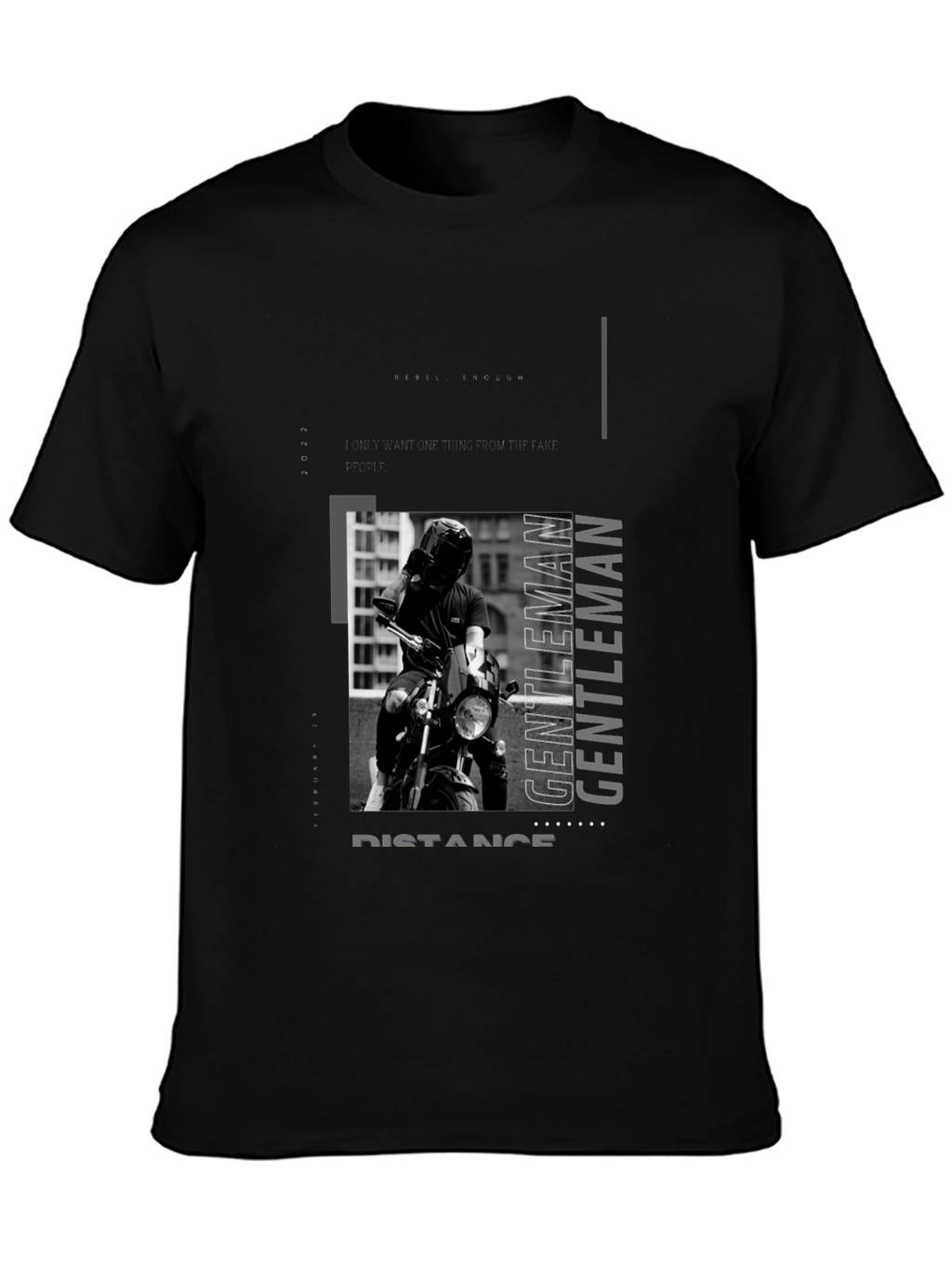 Stylish Black Motorcycle Rider Graphic Tee