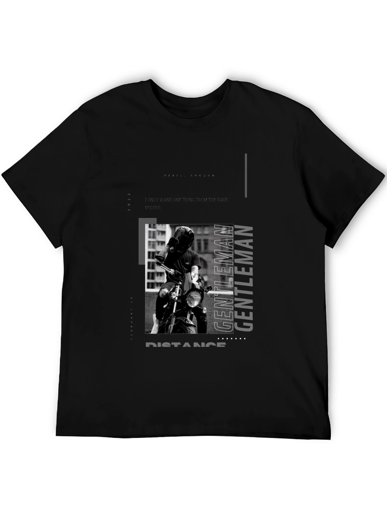Stylish Black Motorcycle Rider Graphic Tee