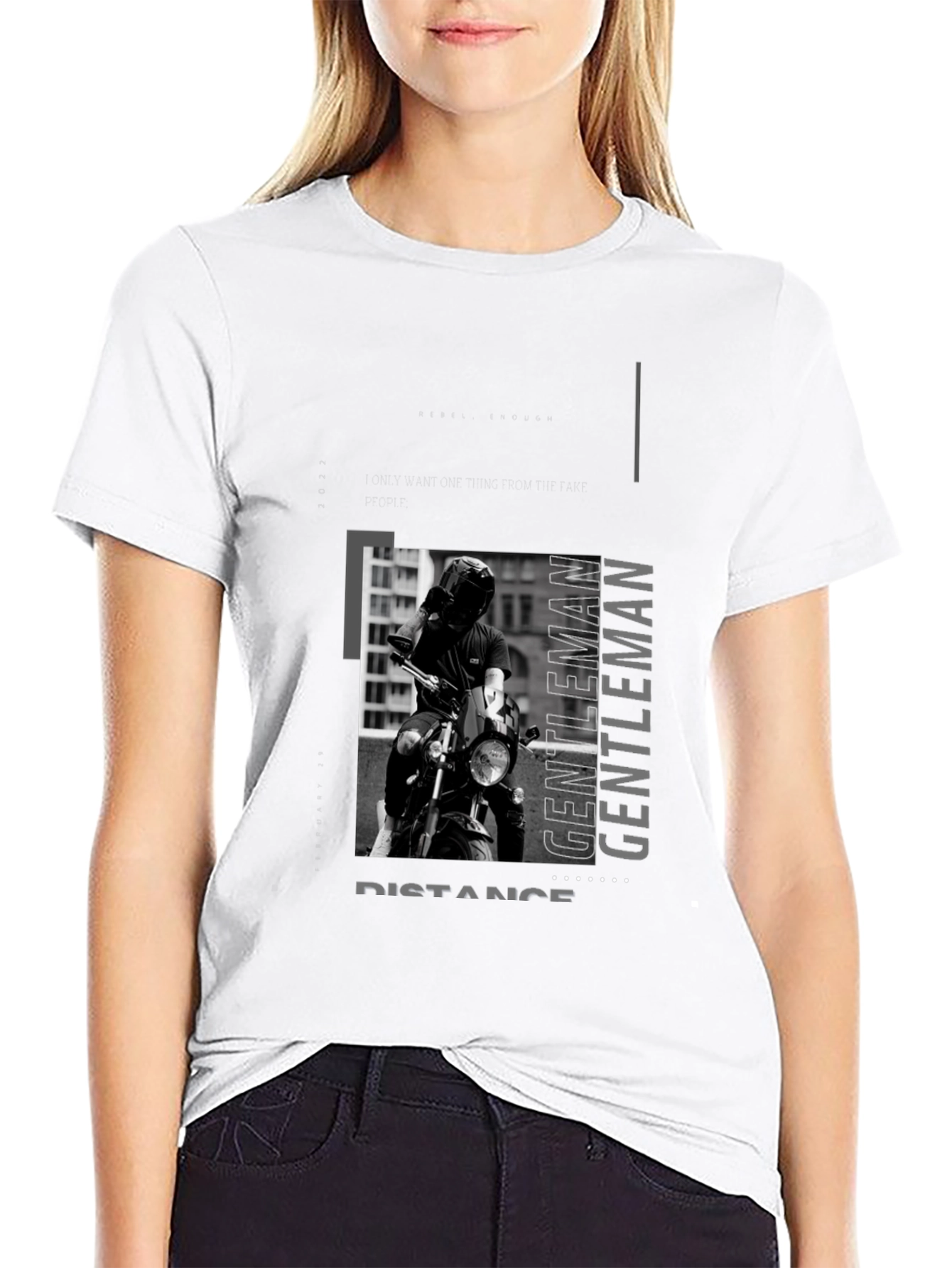 Stylish Black Motorcycle Rider Graphic Tee