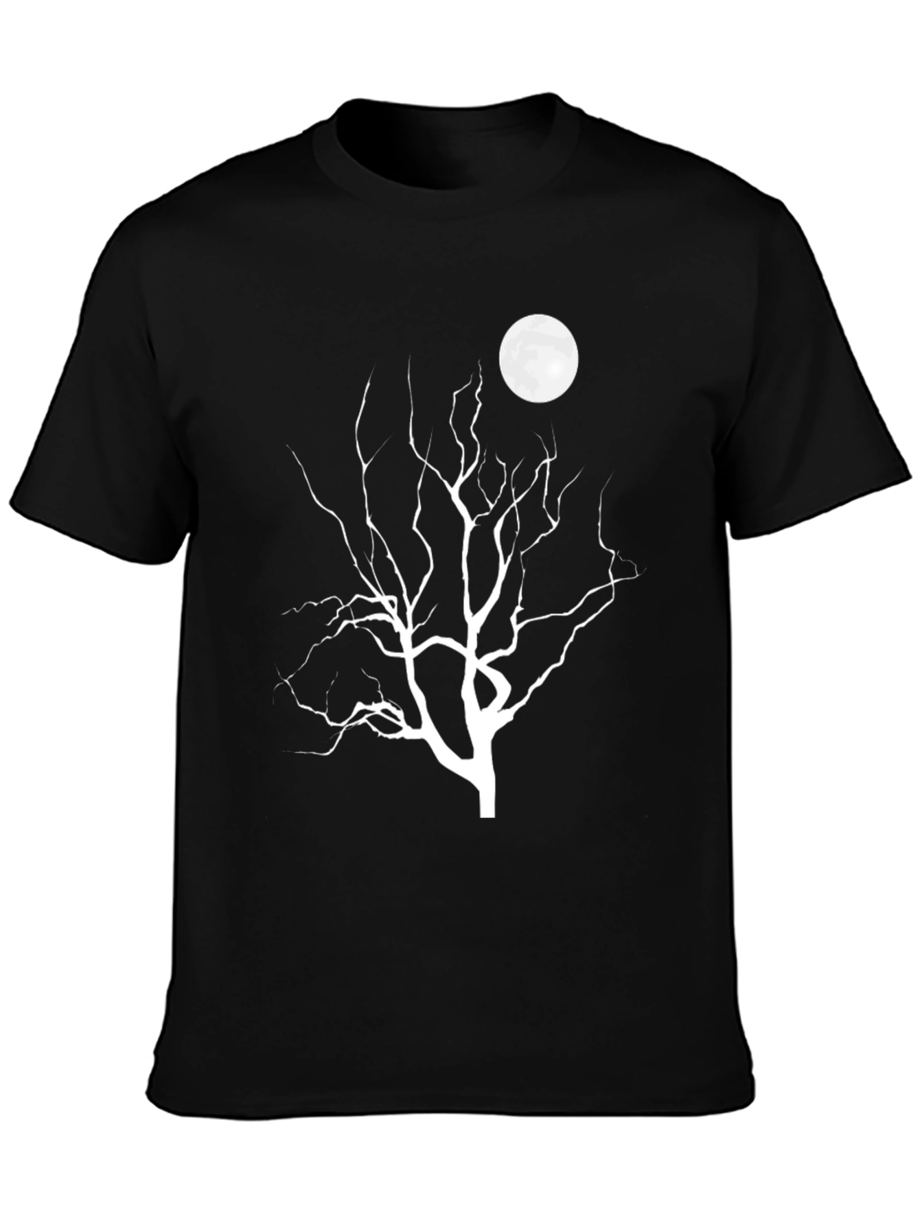 Moonlit Tree Graphic Tee - Black Cotton