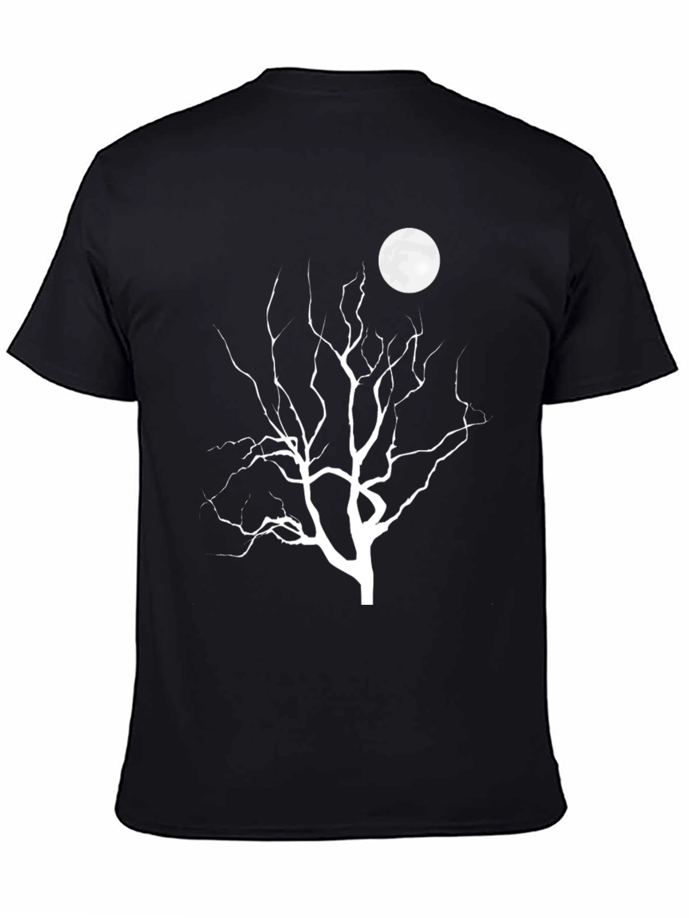 Moonlit Tree Graphic Tee - Black Cotton