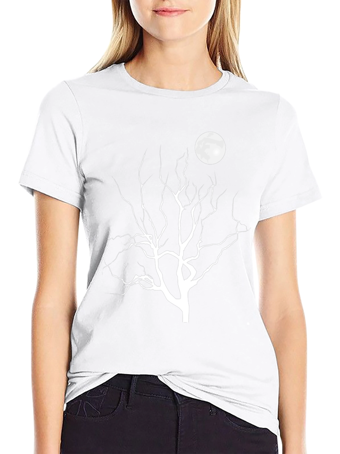 Moonlit Tree Graphic Tee - Black Cotton