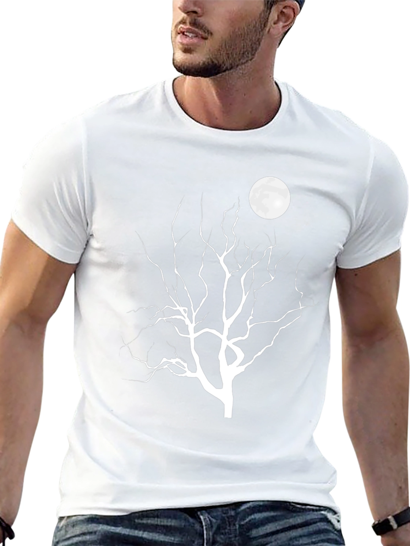 Moonlit Tree Graphic Tee - Black Cotton