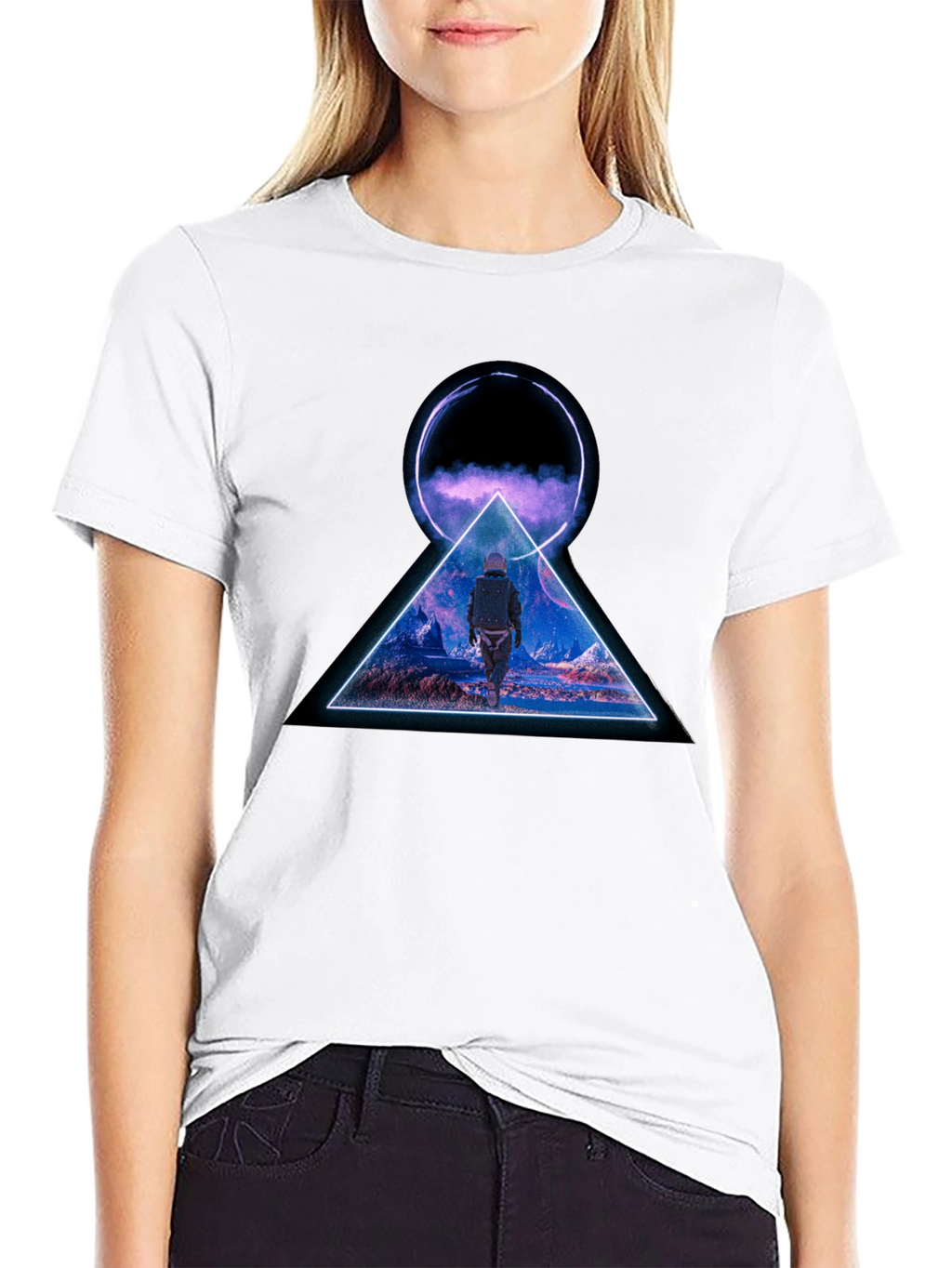 Abstract Geometric Graphic Print Black T-Shirt