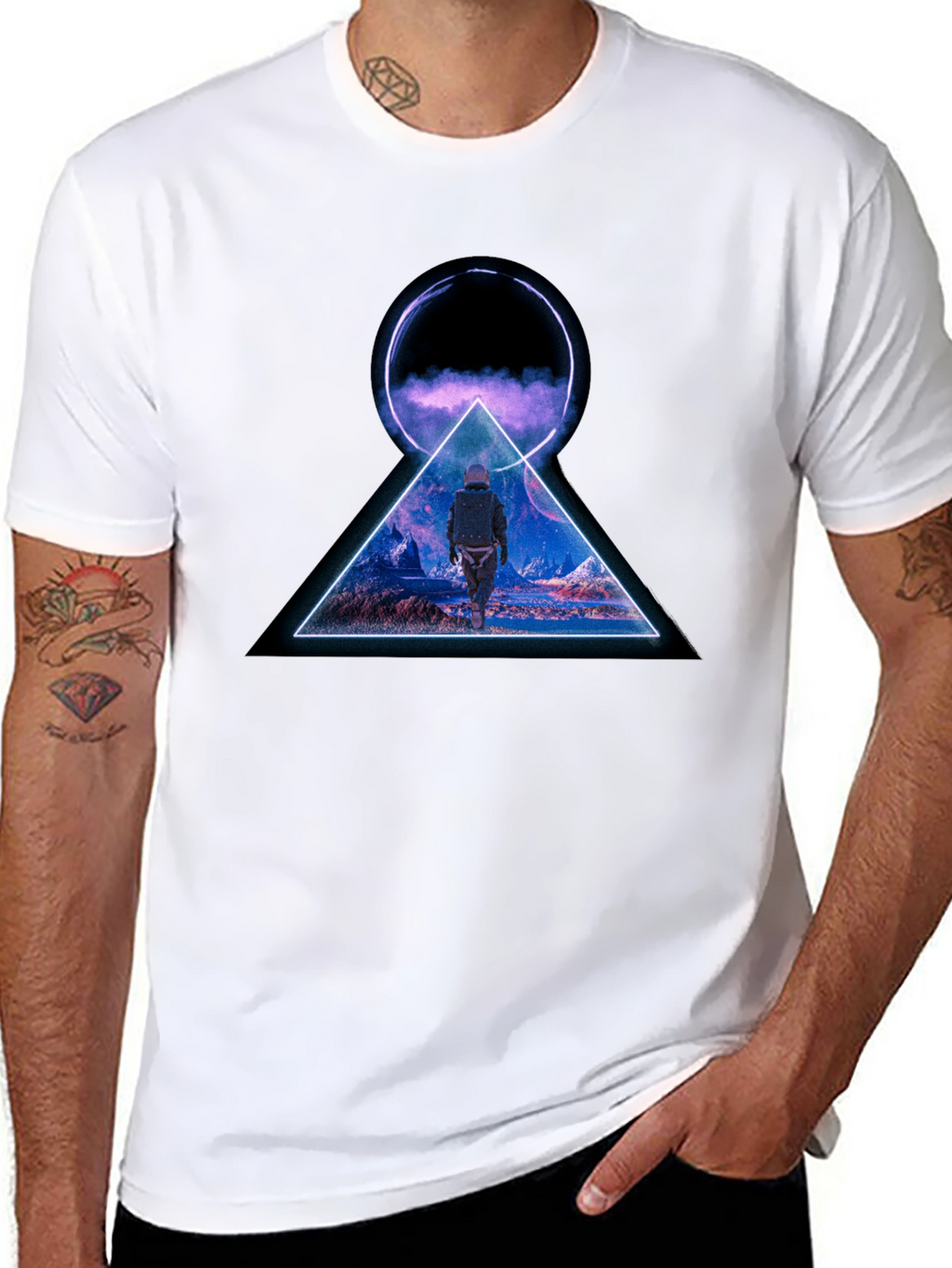 Abstract Geometric Graphic Print Black T-Shirt