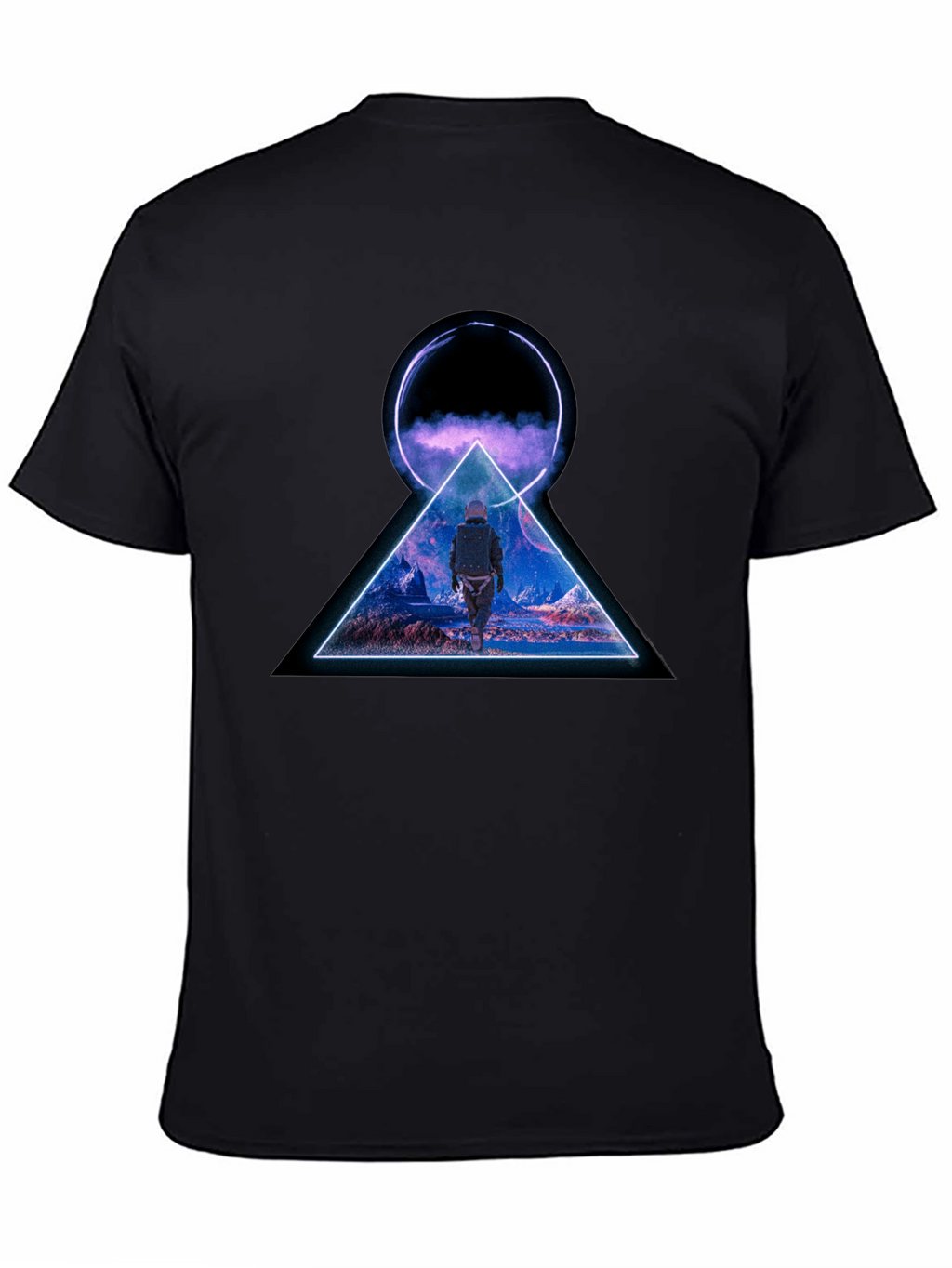 Abstract Geometric Graphic Print Black T-Shirt