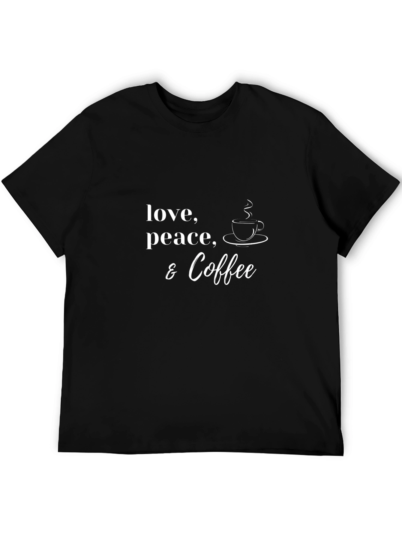 Love Peace Coffee Graphic T-Shirt Casual Tee