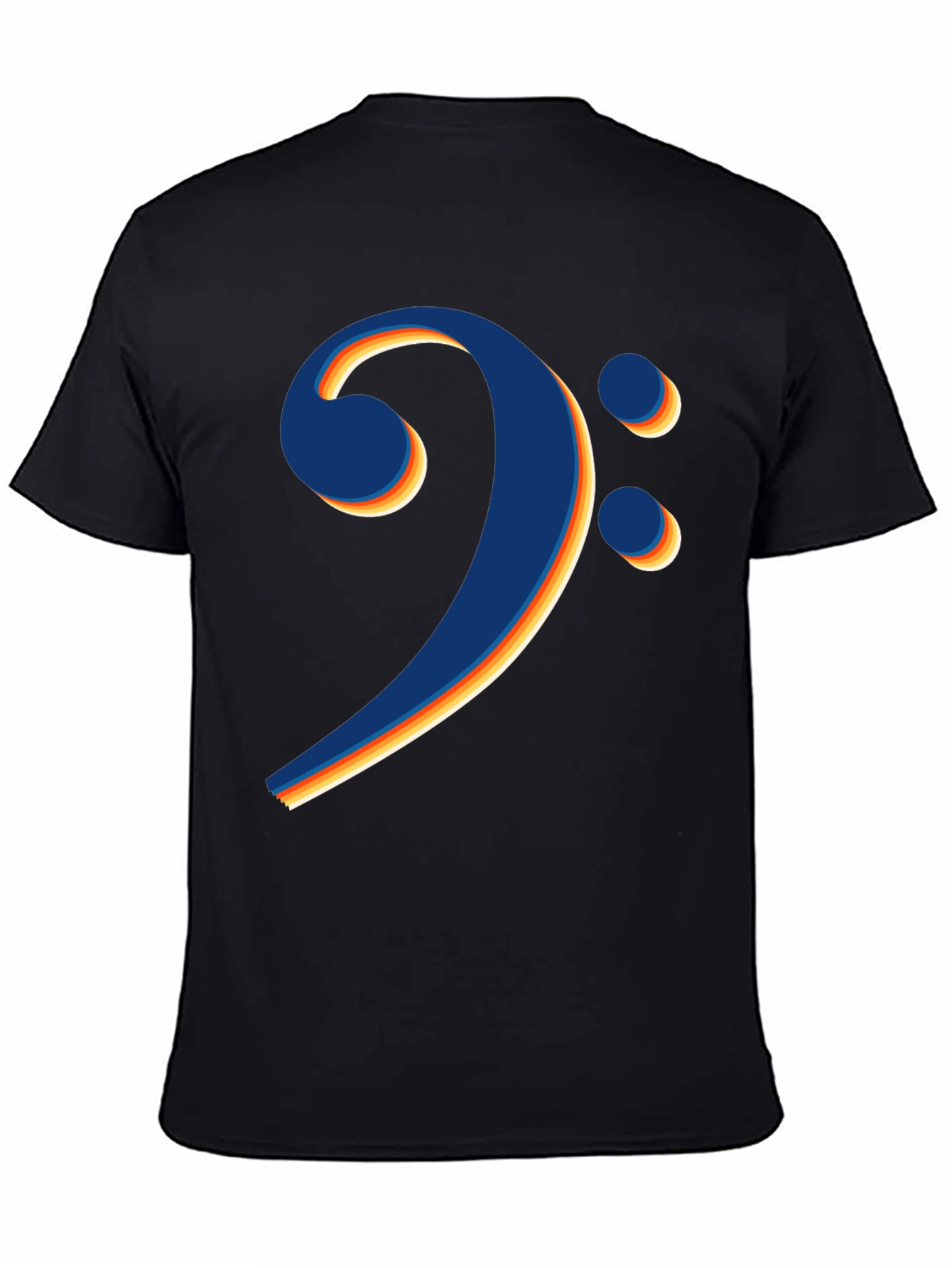 Bass Clef Retro Stripe Black T-Shirt