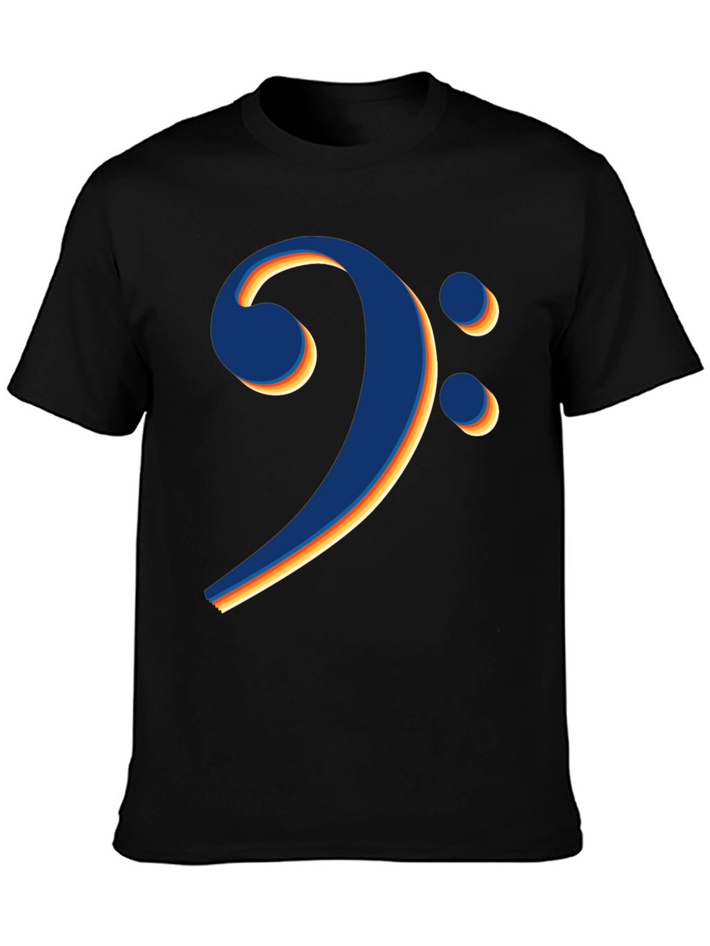 Bass Clef Retro Stripe Black T-Shirt