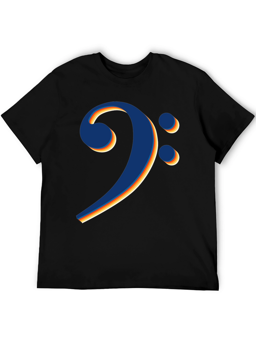 Bass Clef Retro Stripe Black T-Shirt