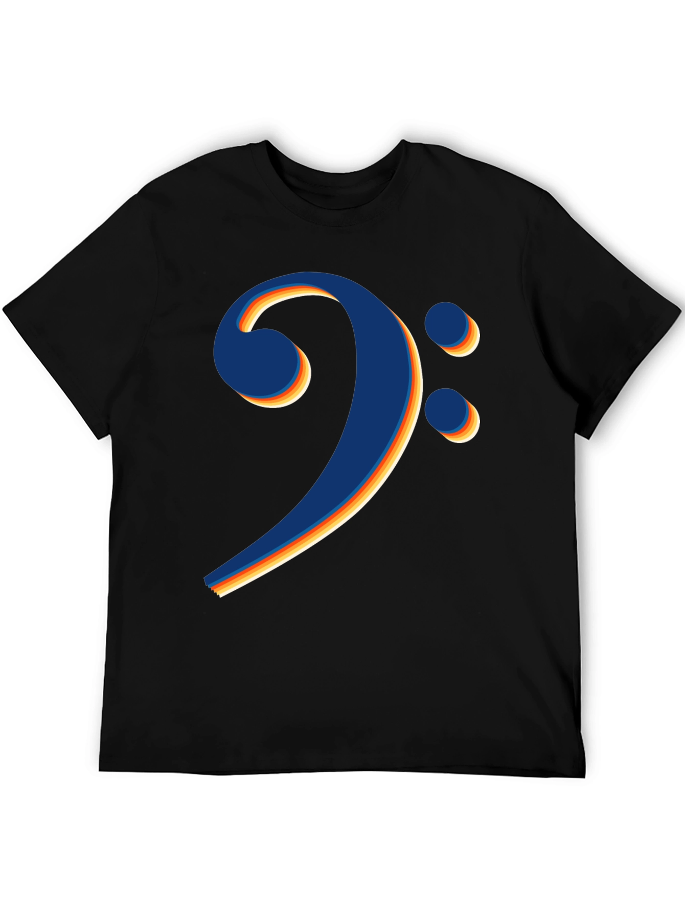 Bass Clef Retro Stripe Black T-Shirt