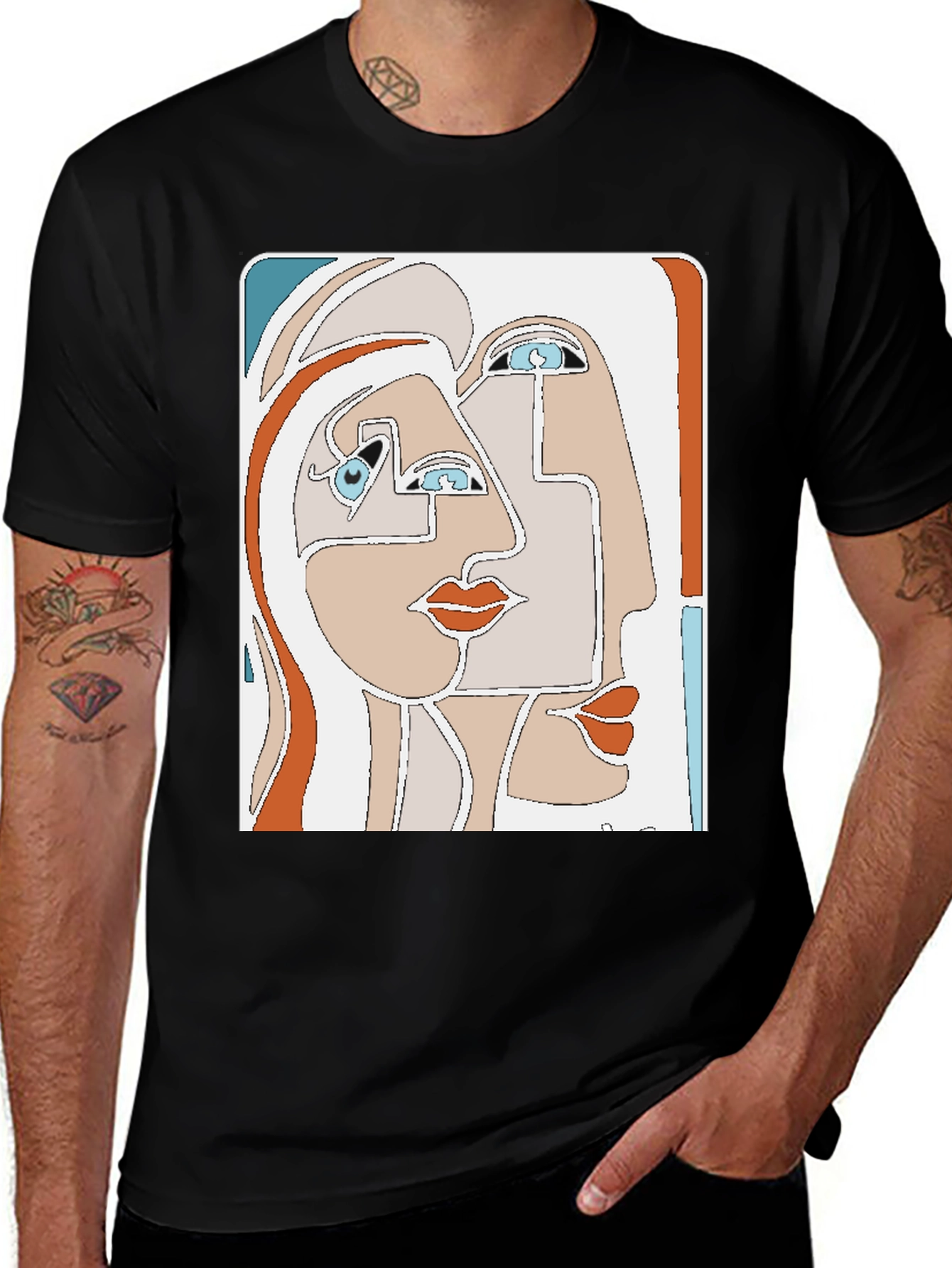 Abstract Faces Graphic T-Shirt - Modern Art Tee